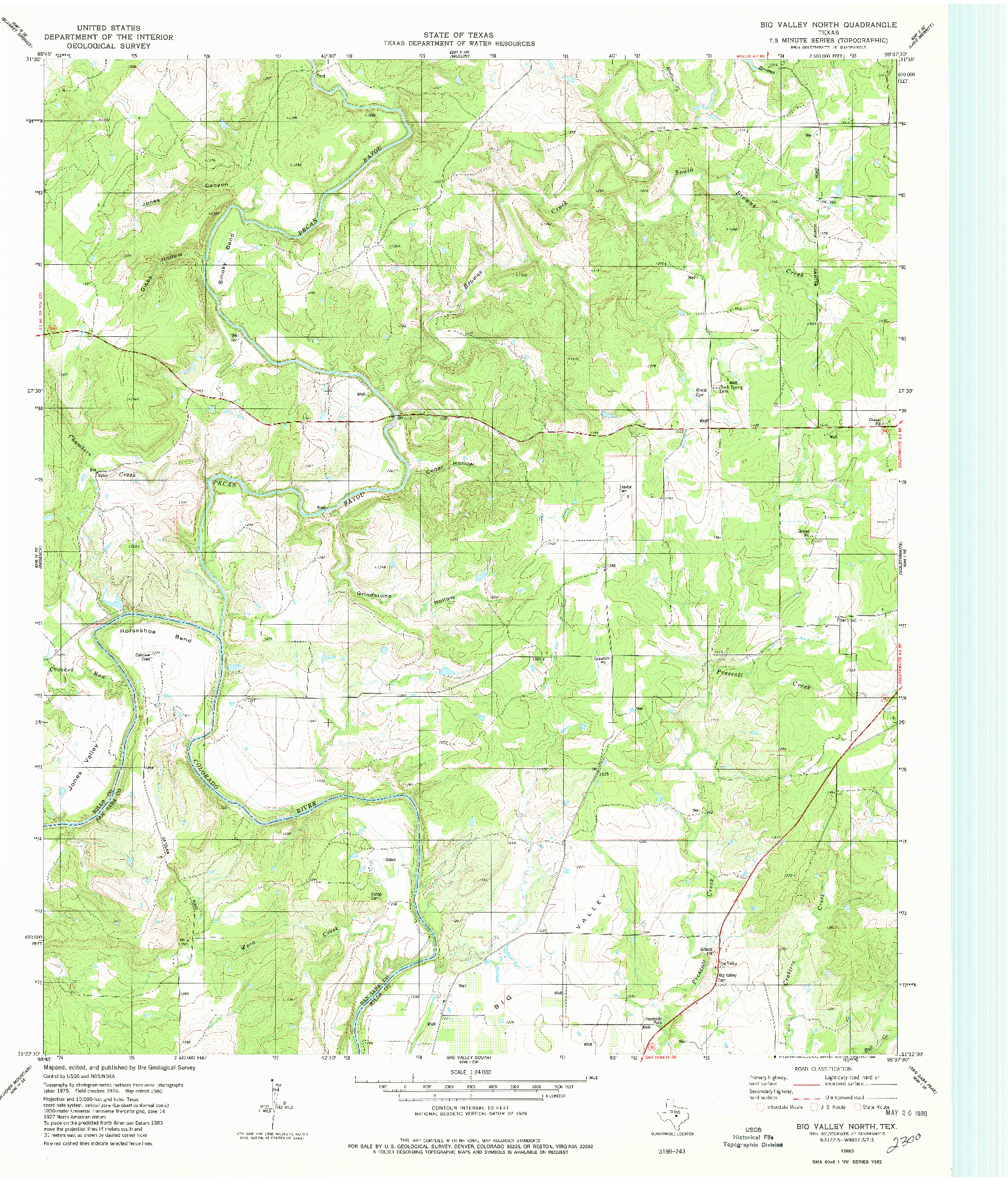 USGS 1:24000-SCALE QUADRANGLE FOR BIG VALLEY NORTH, TX 1980