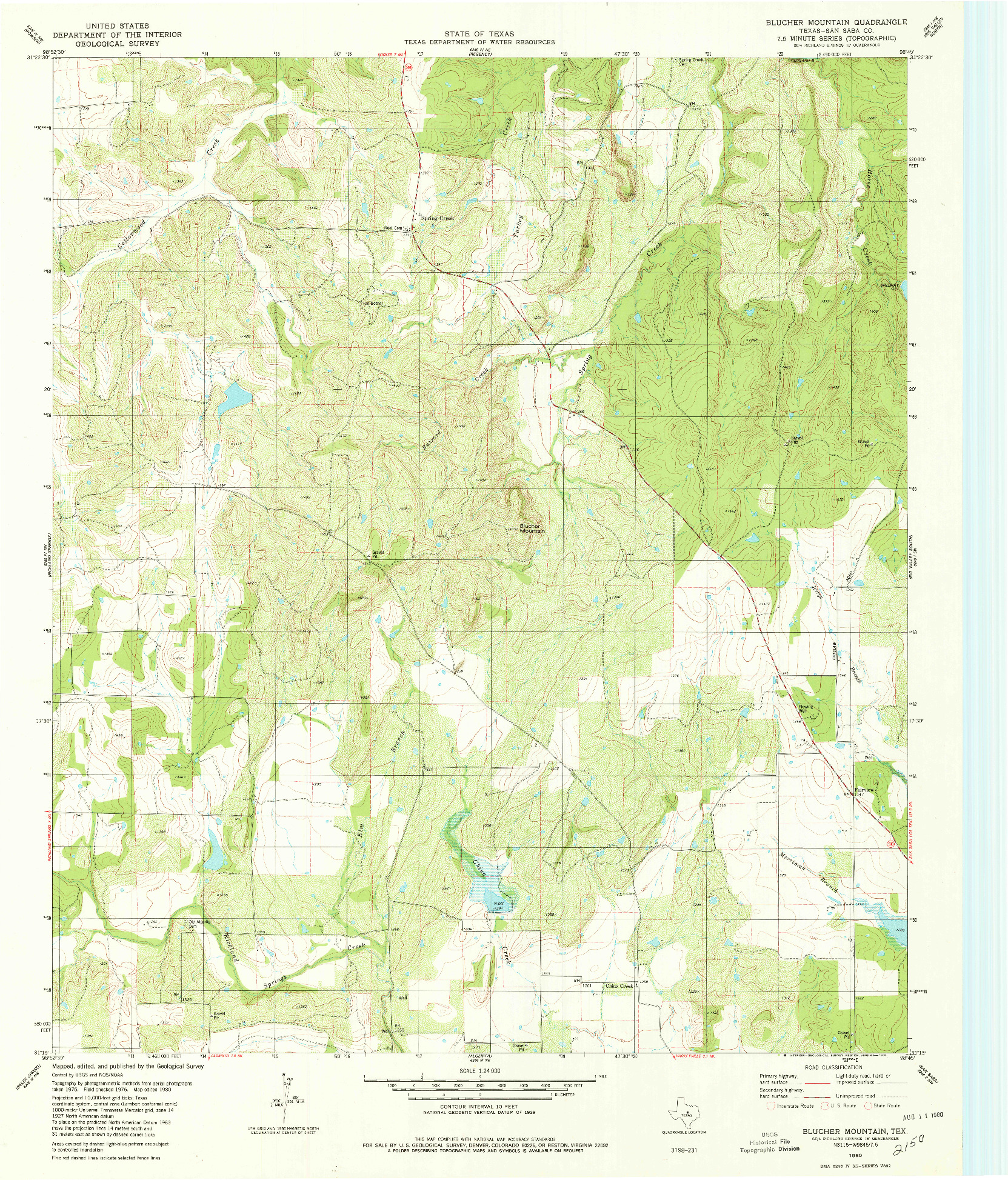USGS 1:24000-SCALE QUADRANGLE FOR BLUCHER MOUNTAIN, TX 1980