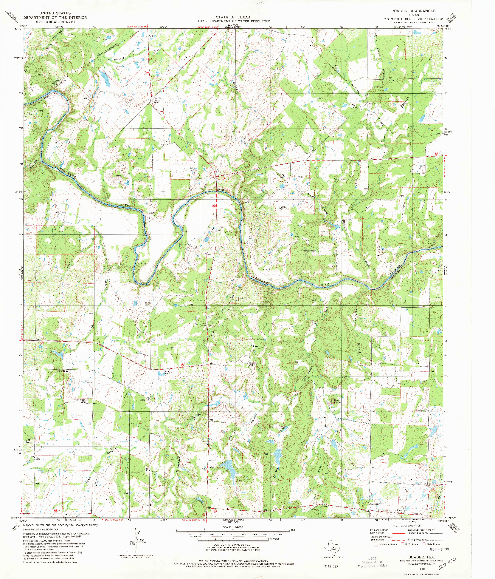 USGS 1:24000-SCALE QUADRANGLE FOR BOWSER, TX 1980