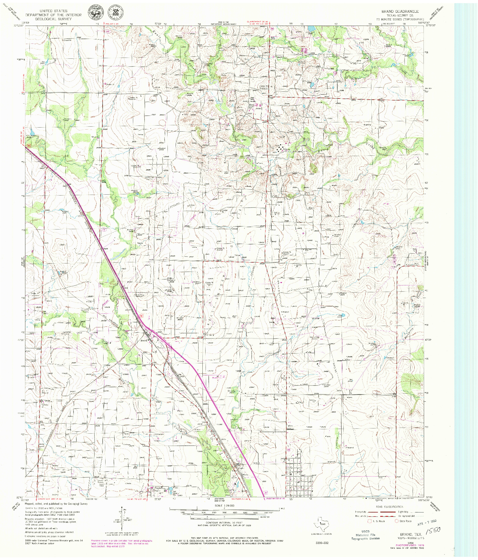 USGS 1:24000-SCALE QUADRANGLE FOR BRAND, TX 1954