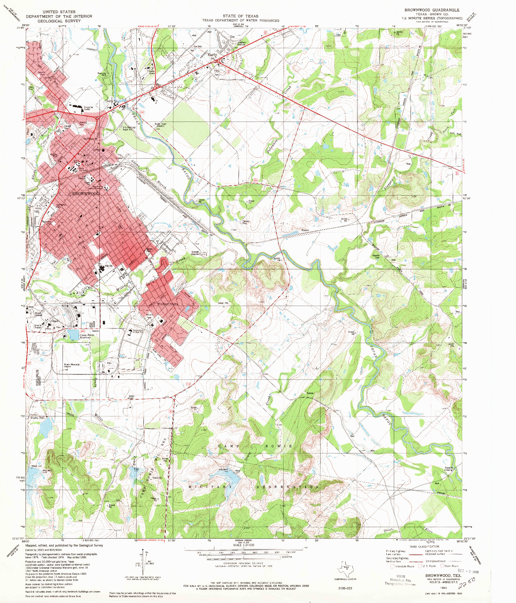 USGS 1:24000-SCALE QUADRANGLE FOR BROWNWOOD, TX 1980