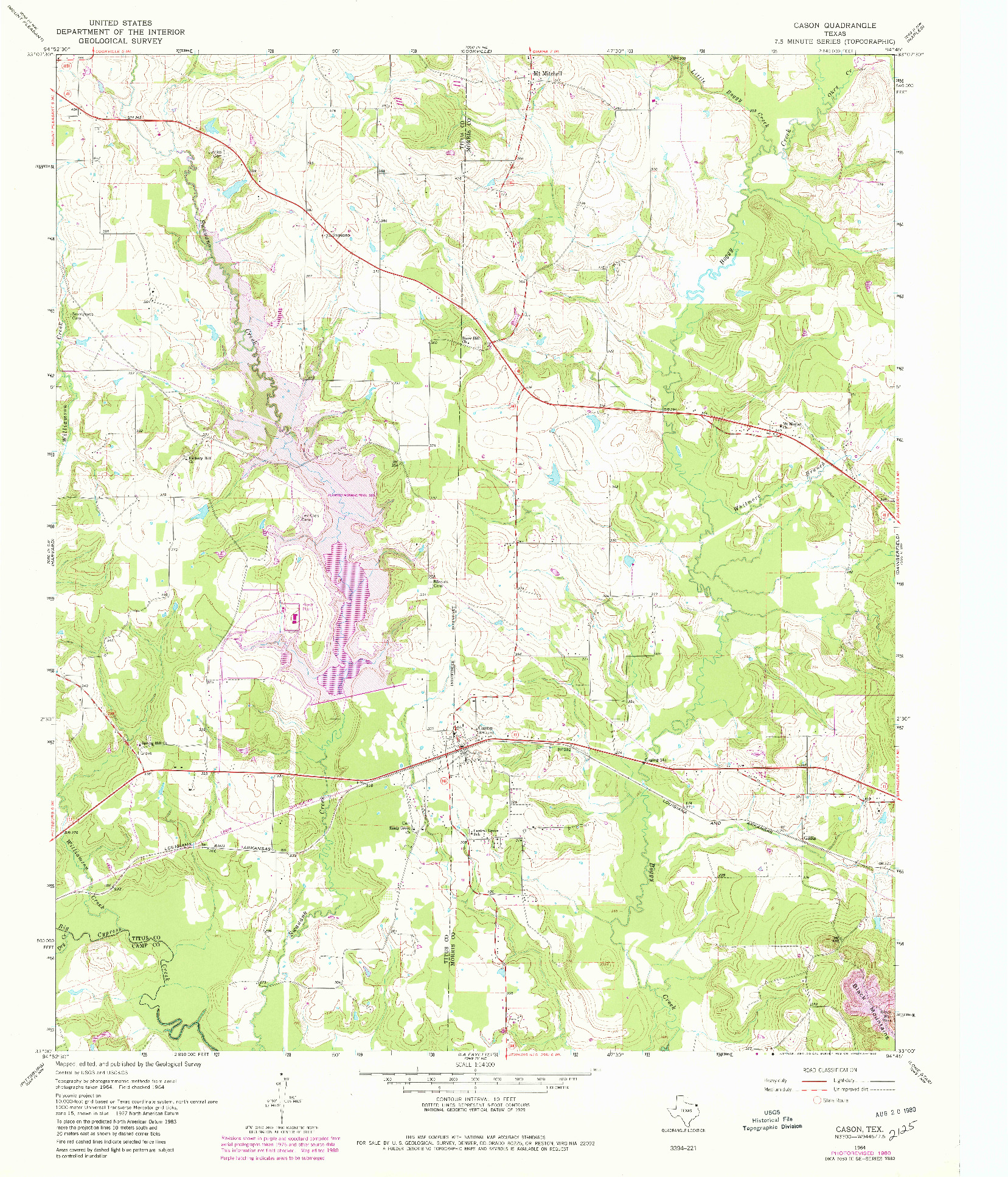 USGS 1:24000-SCALE QUADRANGLE FOR CASON, TX 1964