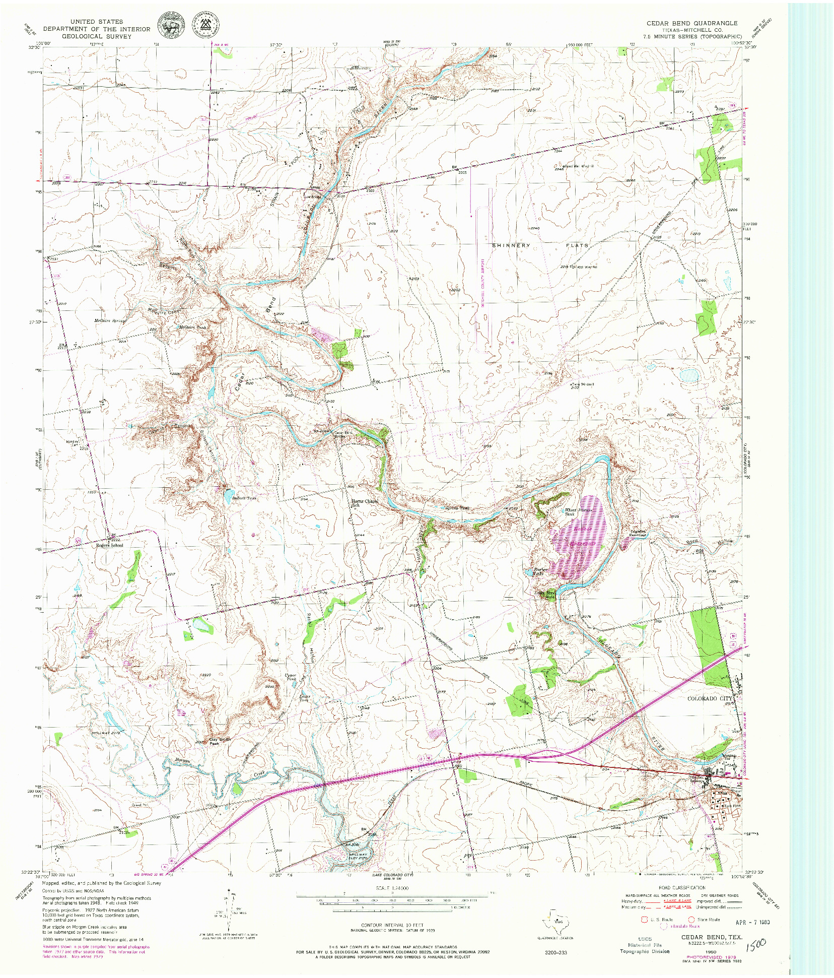 USGS 1:24000-SCALE QUADRANGLE FOR CEDAR BEND, TX 1950