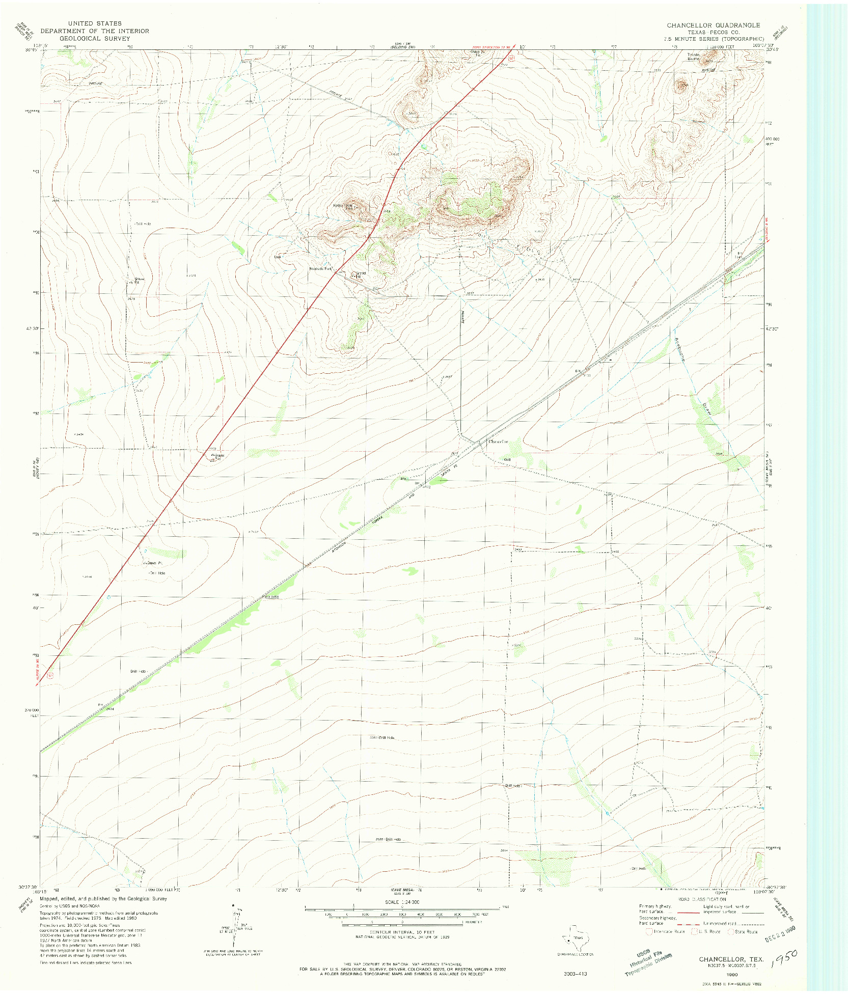 USGS 1:24000-SCALE QUADRANGLE FOR CHANCELLOR, TX 1980