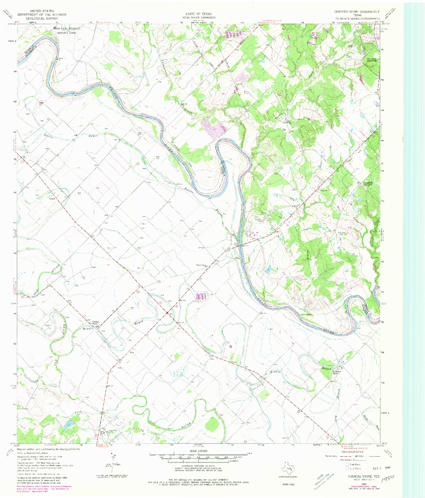 USGS 1:24000-SCALE QUADRANGLE FOR CHANCES STORE, TX 1962