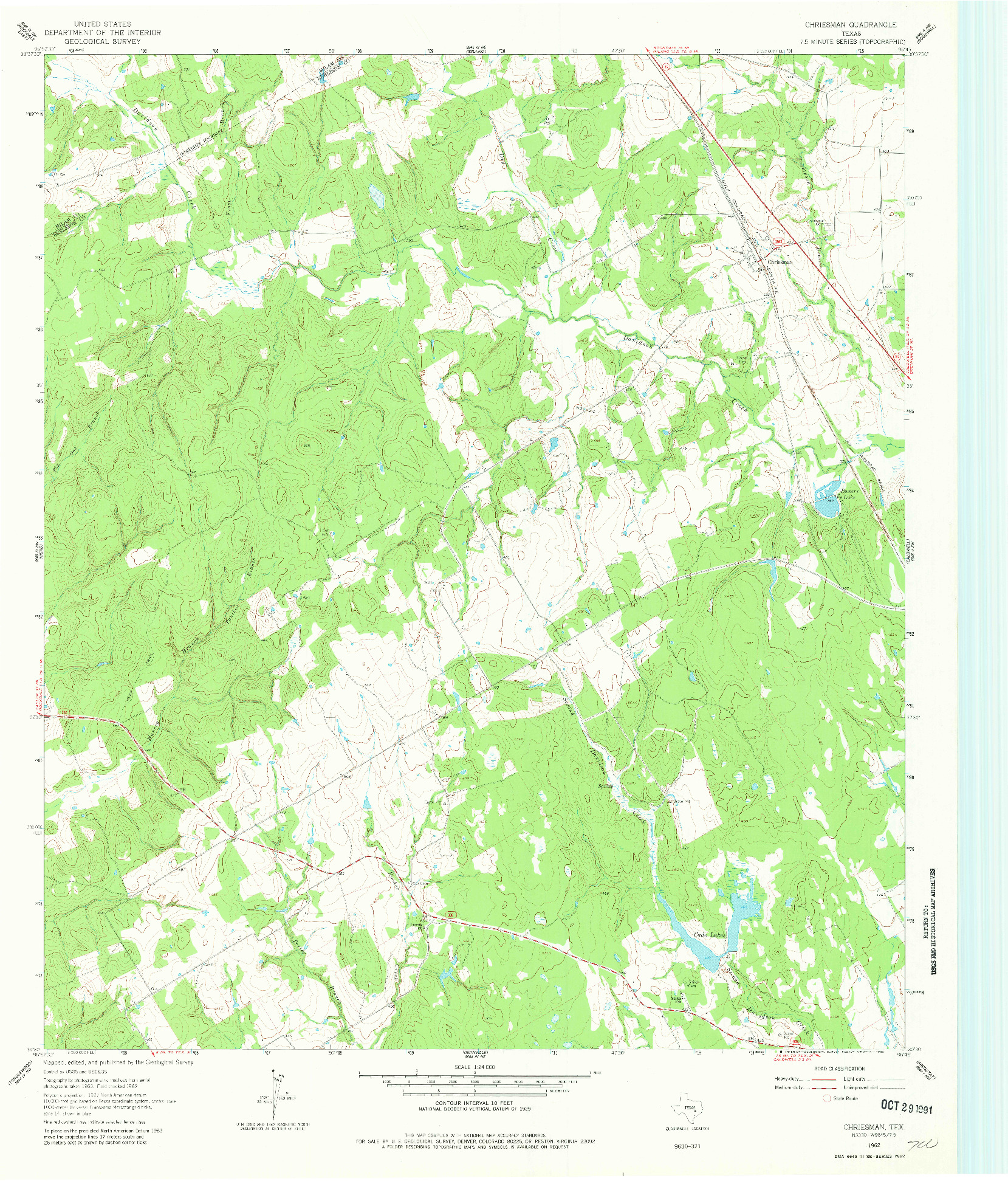 USGS 1:24000-SCALE QUADRANGLE FOR CHRIESMAN, TX 1962