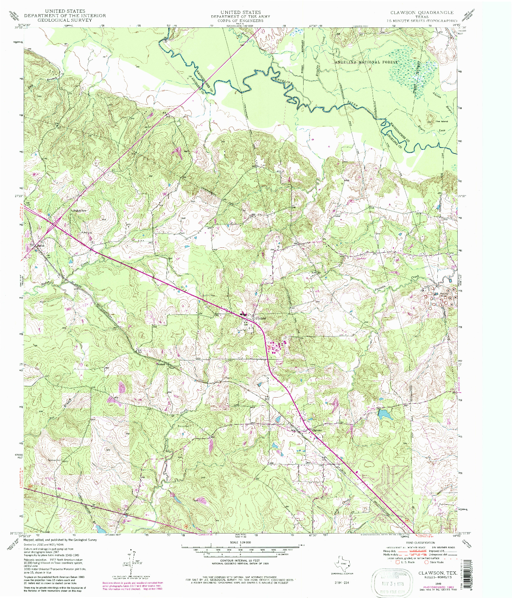 USGS 1:24000-SCALE QUADRANGLE FOR CLAWSON, TX 1949