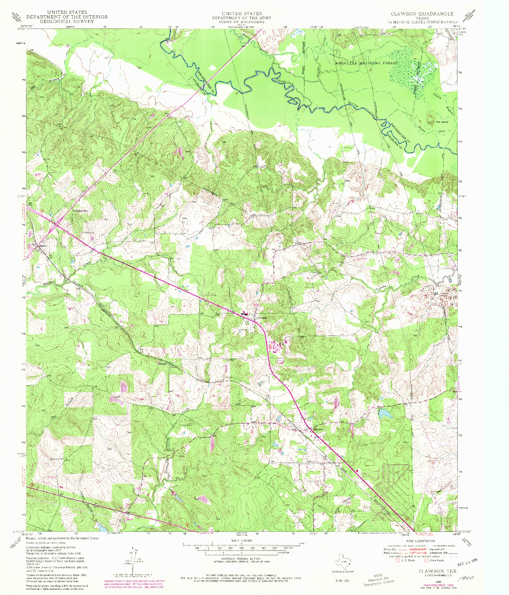 USGS 1:24000-SCALE QUADRANGLE FOR CLAWSON, TX 1949
