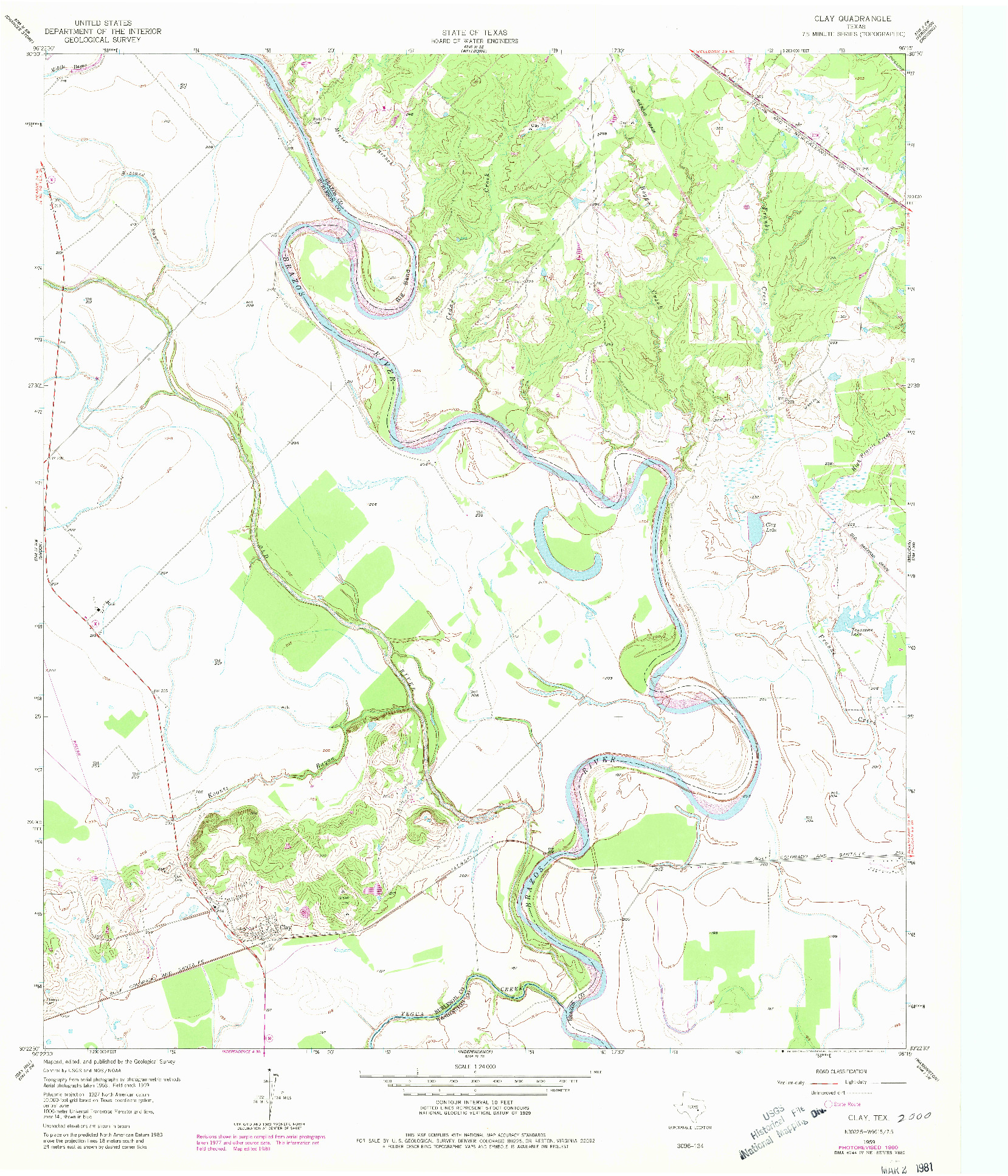 USGS 1:24000-SCALE QUADRANGLE FOR CLAY, TX 1959