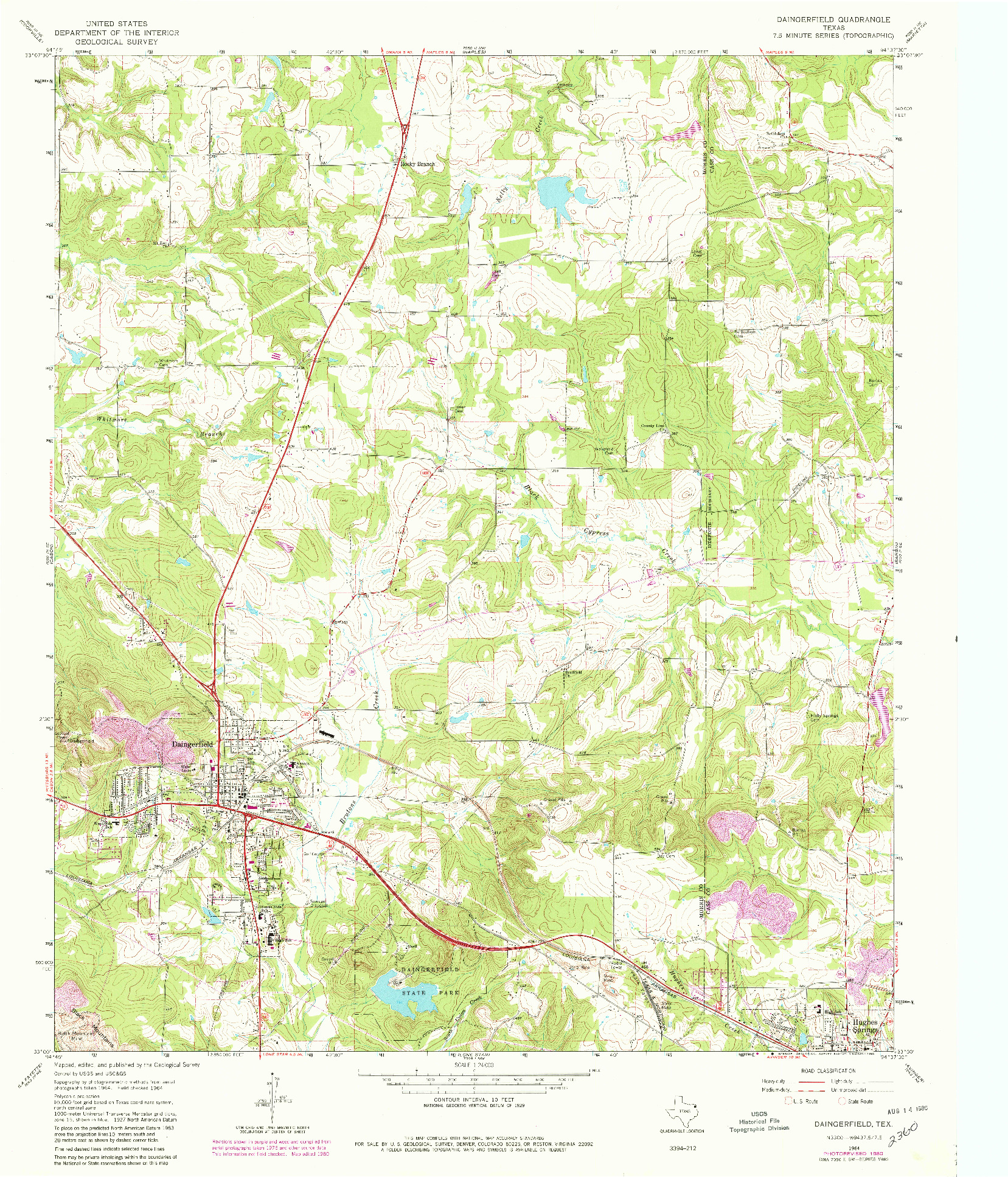 USGS 1:24000-SCALE QUADRANGLE FOR DAINGERFIELD, TX 1964