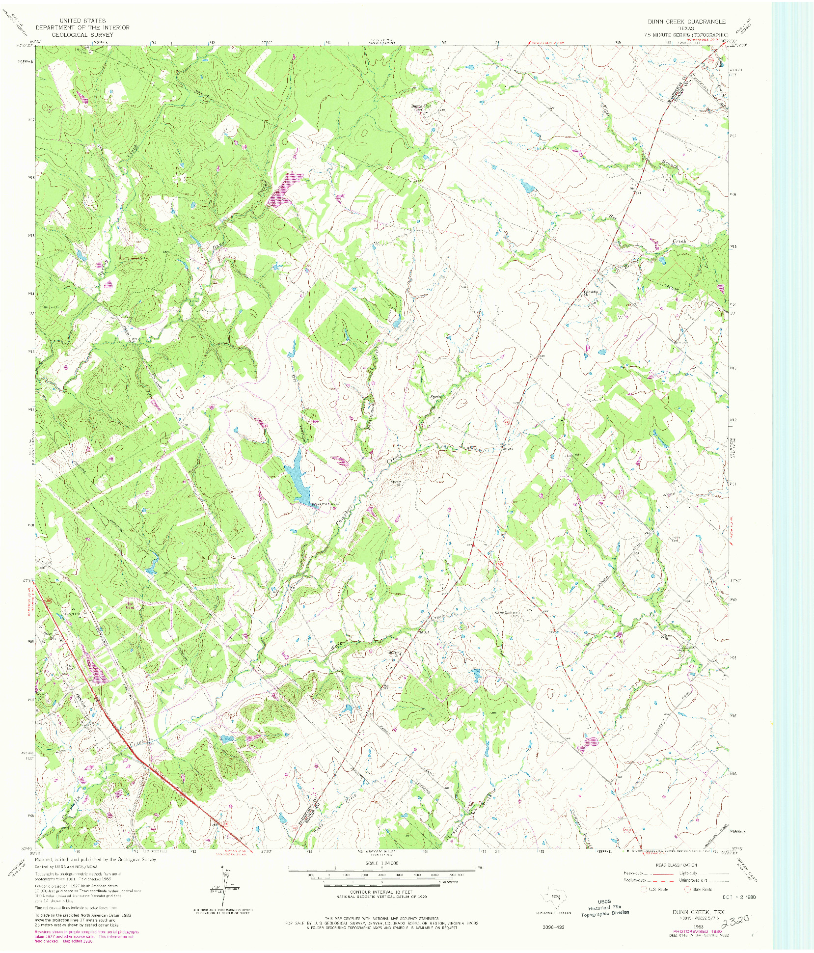 USGS 1:24000-SCALE QUADRANGLE FOR DUNN CREEK, TX 1963