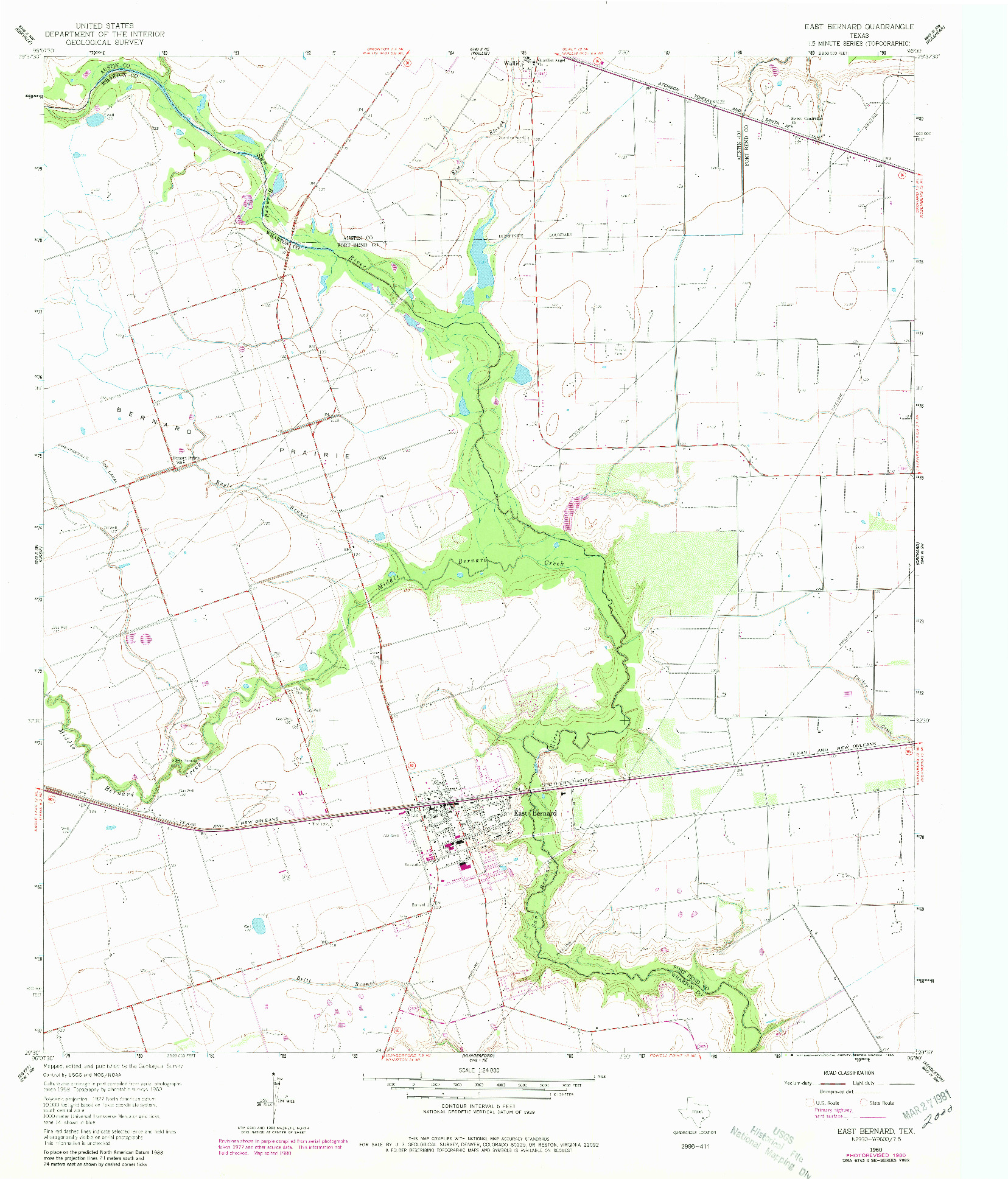 USGS 1:24000-SCALE QUADRANGLE FOR EAST BERNARD, TX 1960