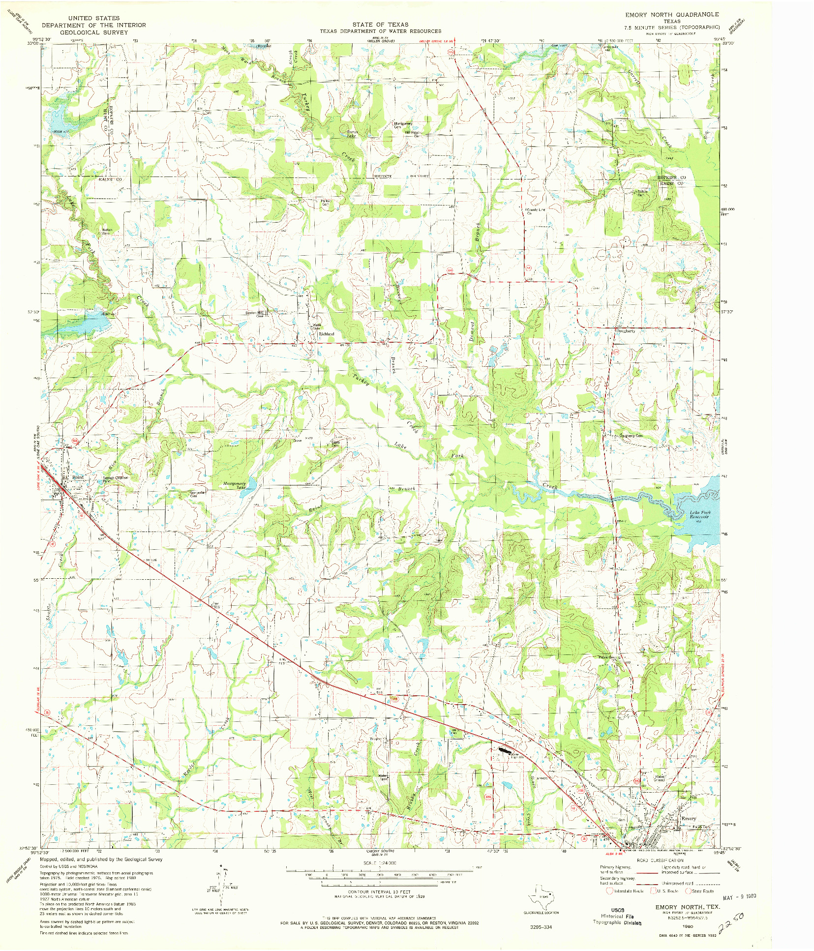 USGS 1:24000-SCALE QUADRANGLE FOR EMORY NORTH, TX 1980