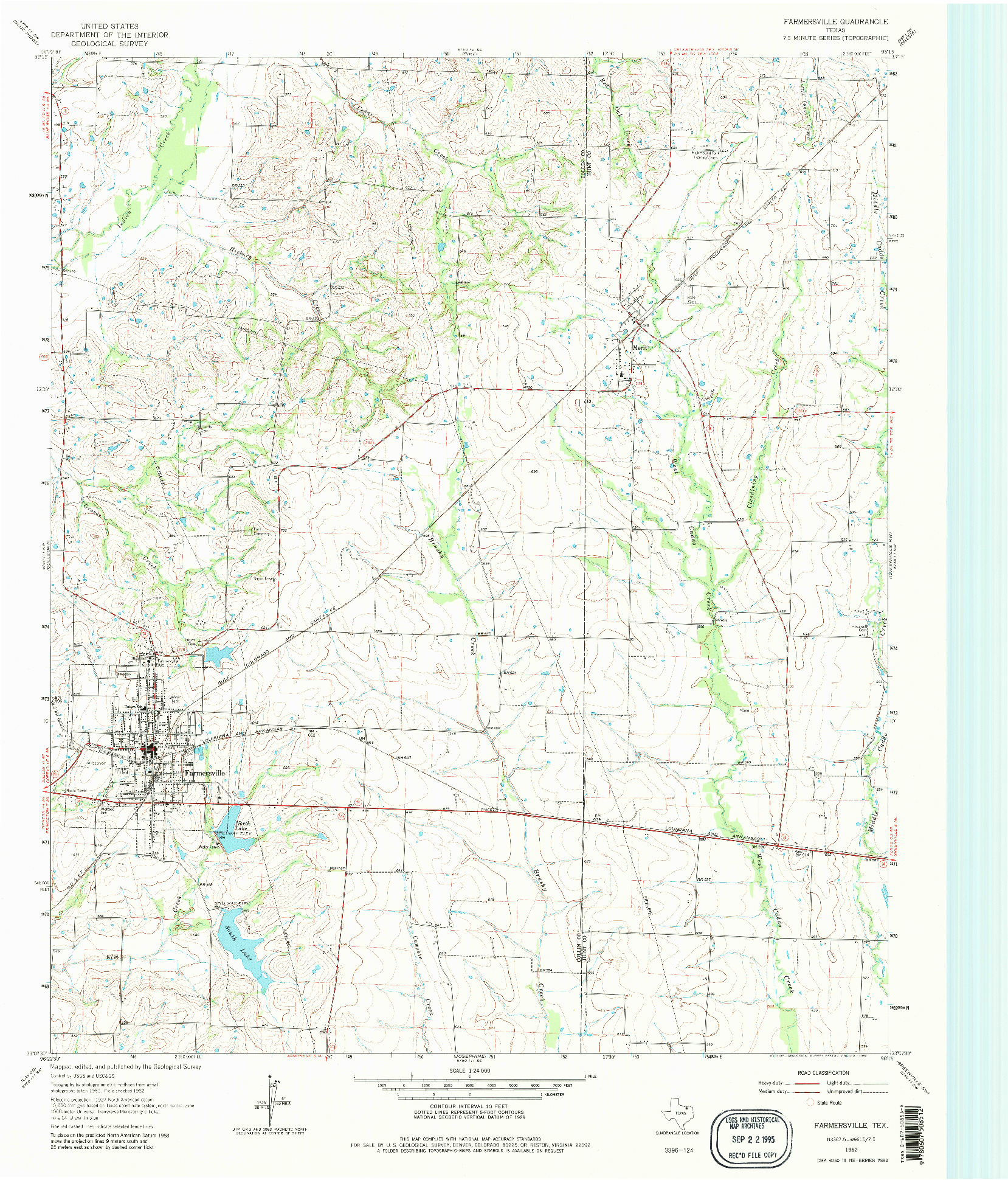 USGS 1:24000-SCALE QUADRANGLE FOR FARMERSVILLE, TX 1962