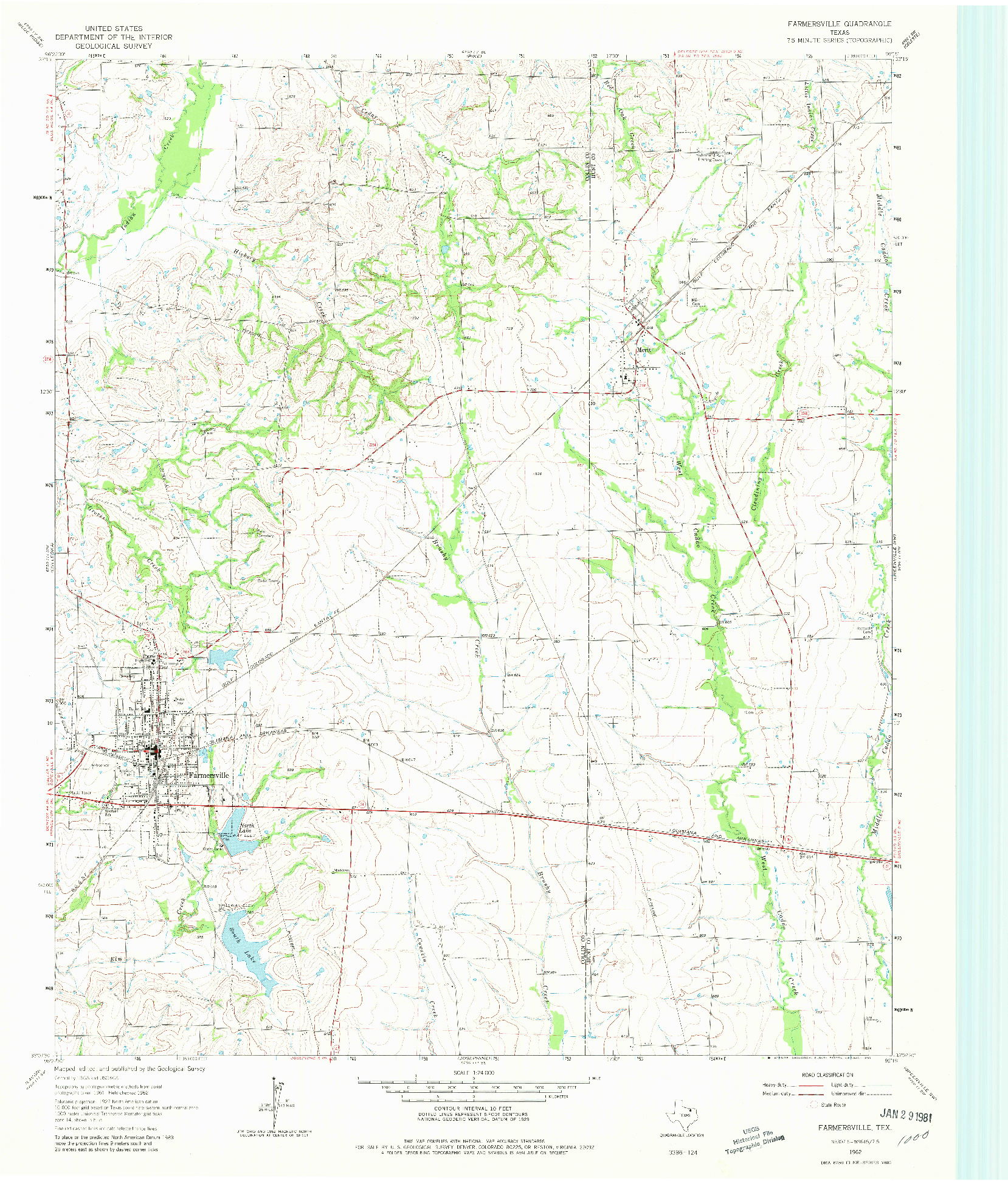 USGS 1:24000-SCALE QUADRANGLE FOR FARMERSVILLE, TX 1962