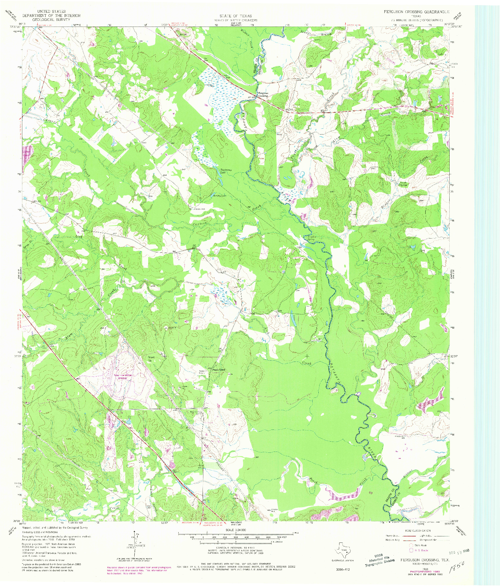 USGS 1:24000-SCALE QUADRANGLE FOR FERGUSON CROSSING, TX 1959