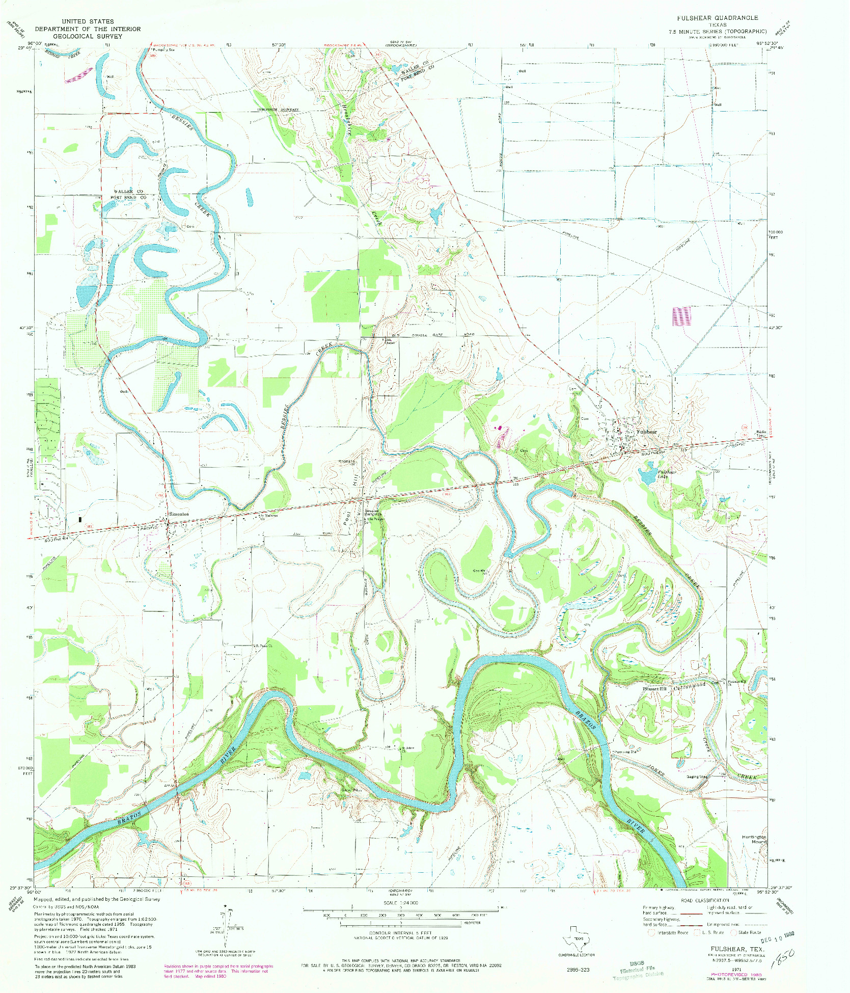USGS 1:24000-SCALE QUADRANGLE FOR FULSHEAR, TX 1971