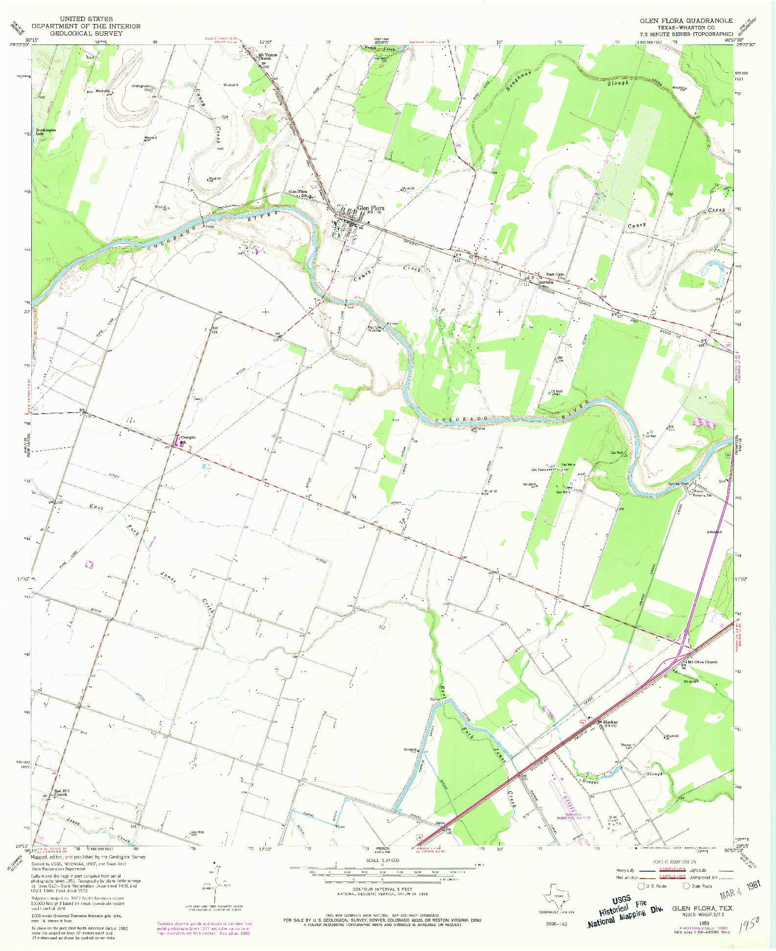 USGS 1:24000-SCALE QUADRANGLE FOR GLEN FLORA, TX 1953