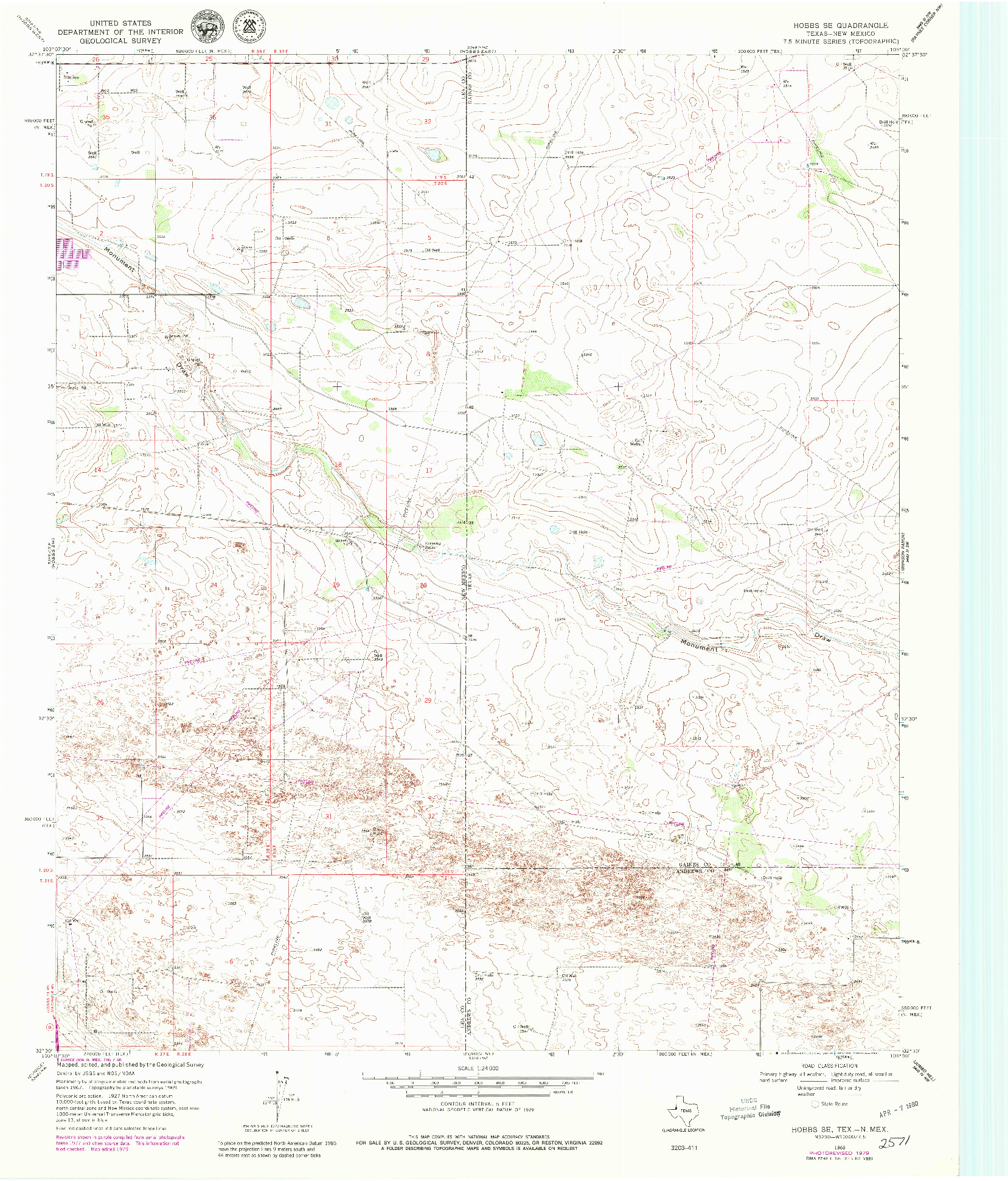 USGS 1:24000-SCALE QUADRANGLE FOR HOBBS SE, TX 1969