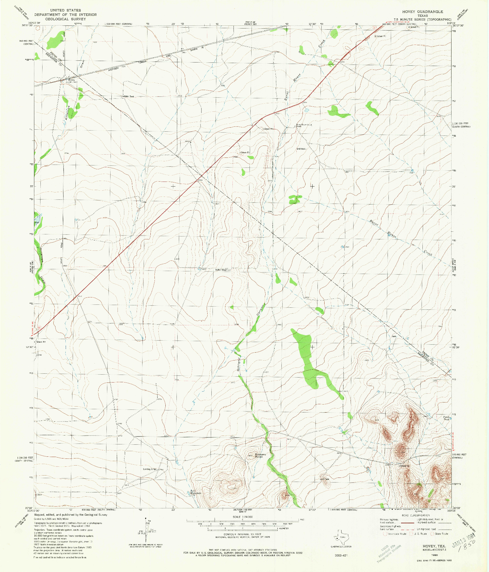 USGS 1:24000-SCALE QUADRANGLE FOR HOVEY, TX 1980