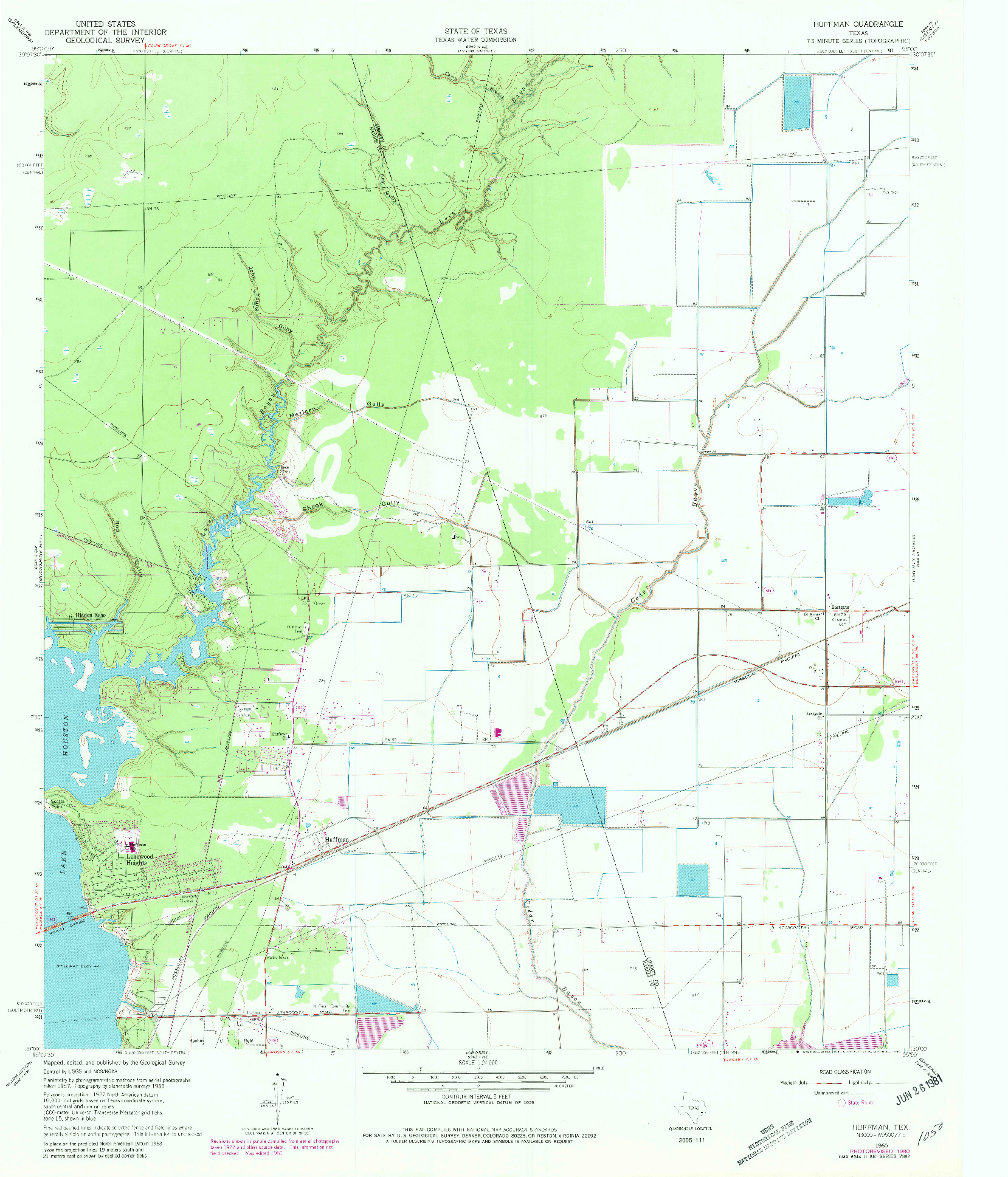 USGS 1:24000-SCALE QUADRANGLE FOR HUFFMAN, TX 1960