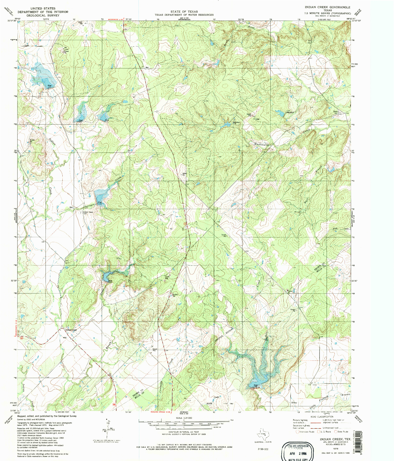 USGS 1:24000-SCALE QUADRANGLE FOR INDIAN CREEK, TX 1979