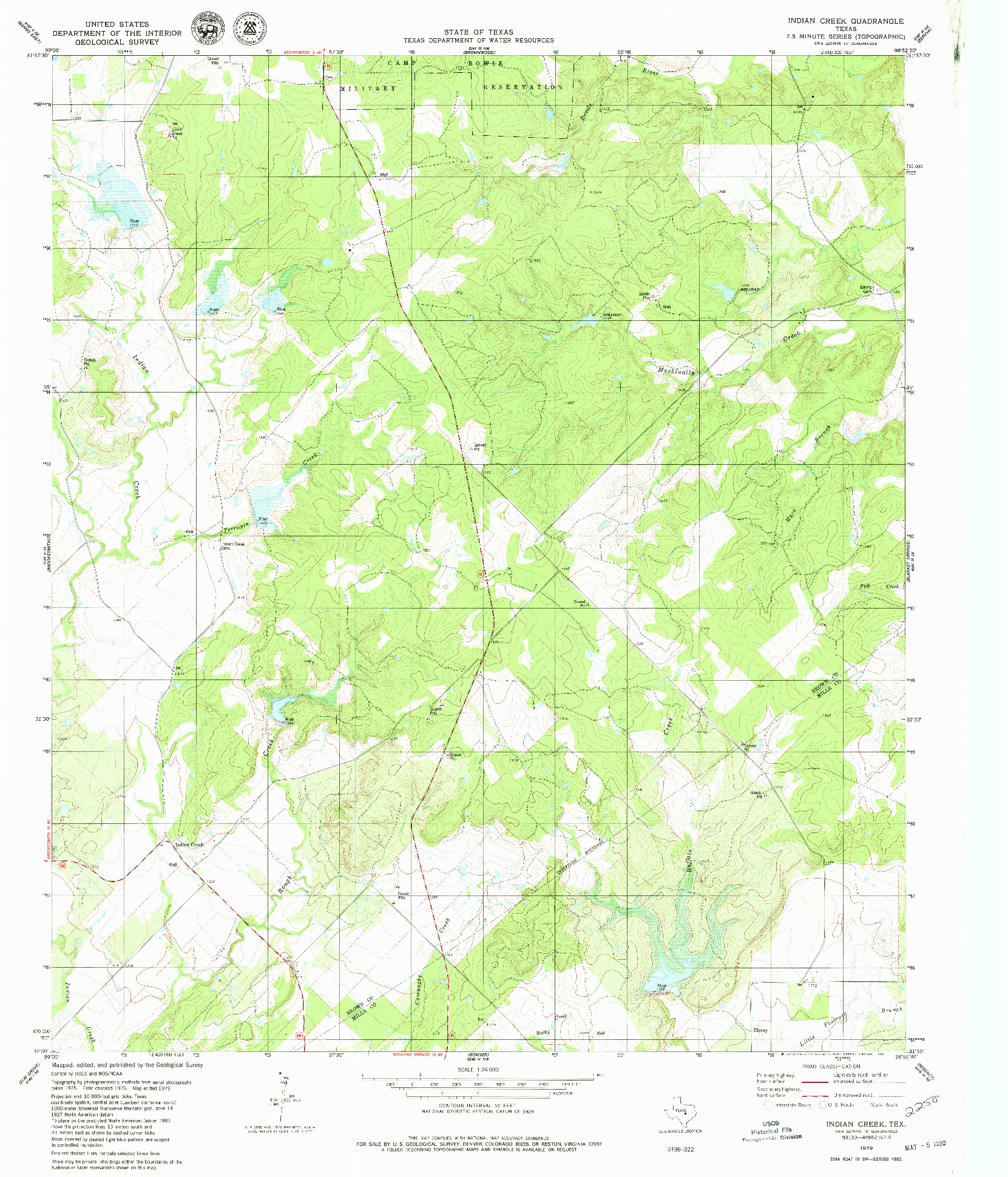 USGS 1:24000-SCALE QUADRANGLE FOR INDIAN CREEK, TX 1979