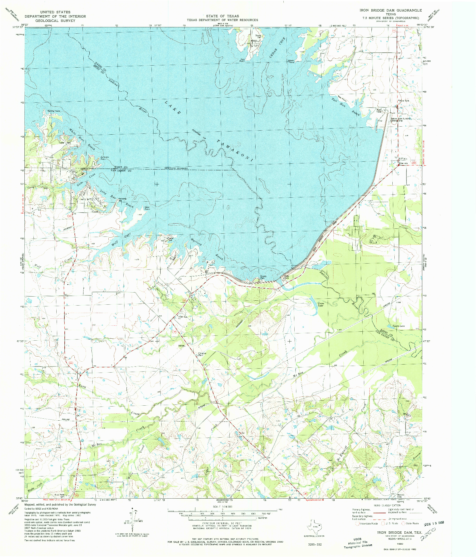 USGS 1:24000-SCALE QUADRANGLE FOR IRON BRIDGE DAM, TX 1980