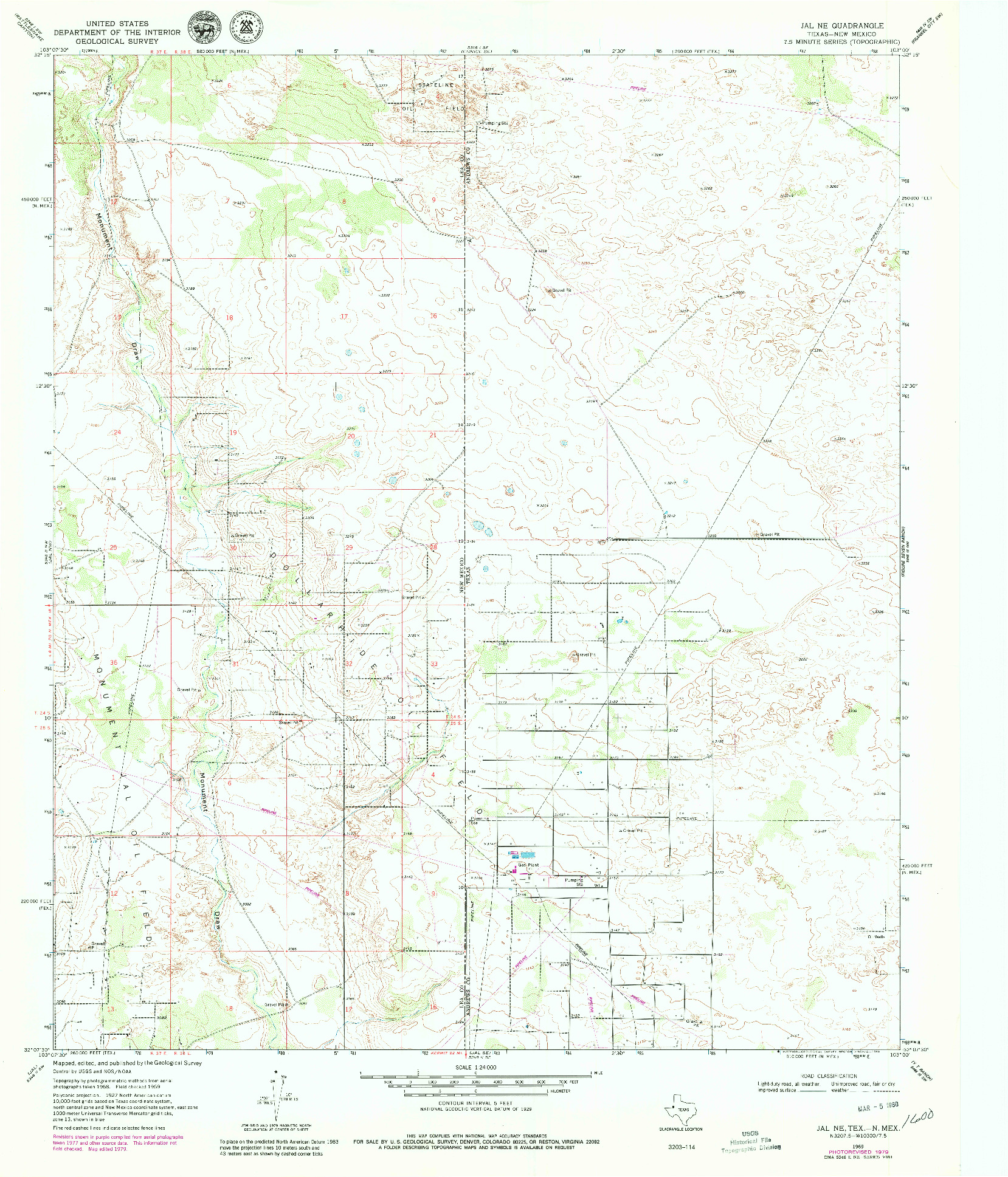 USGS 1:24000-SCALE QUADRANGLE FOR JAL NE, TX 1969