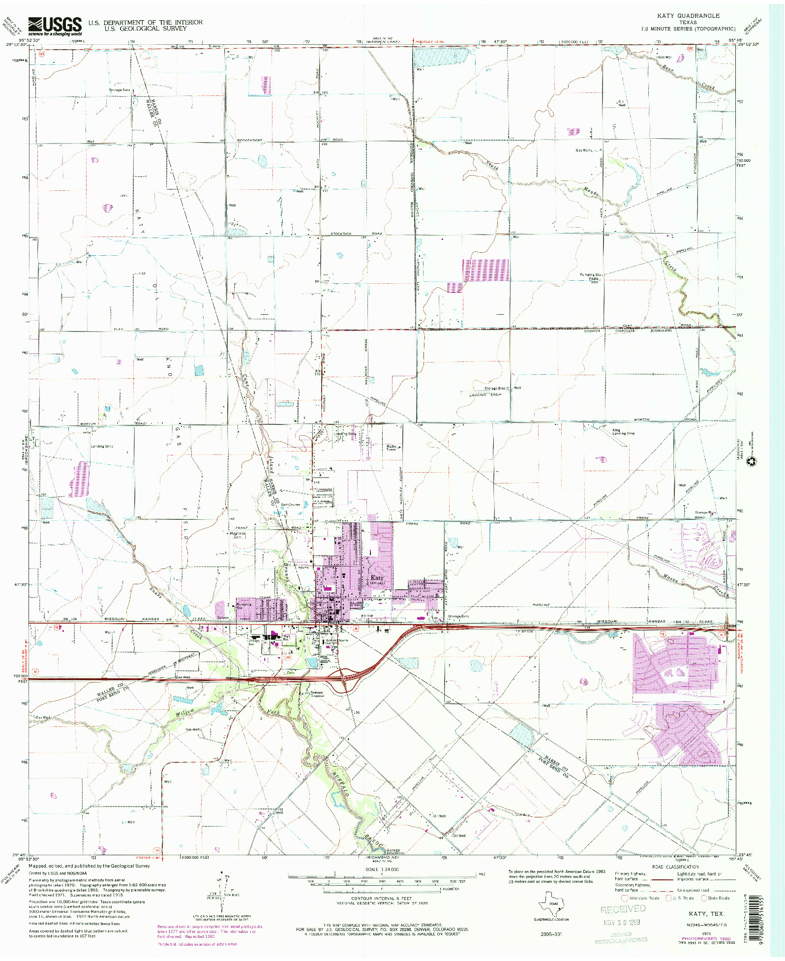 USGS 1:24000-SCALE QUADRANGLE FOR KATY, TX 1971