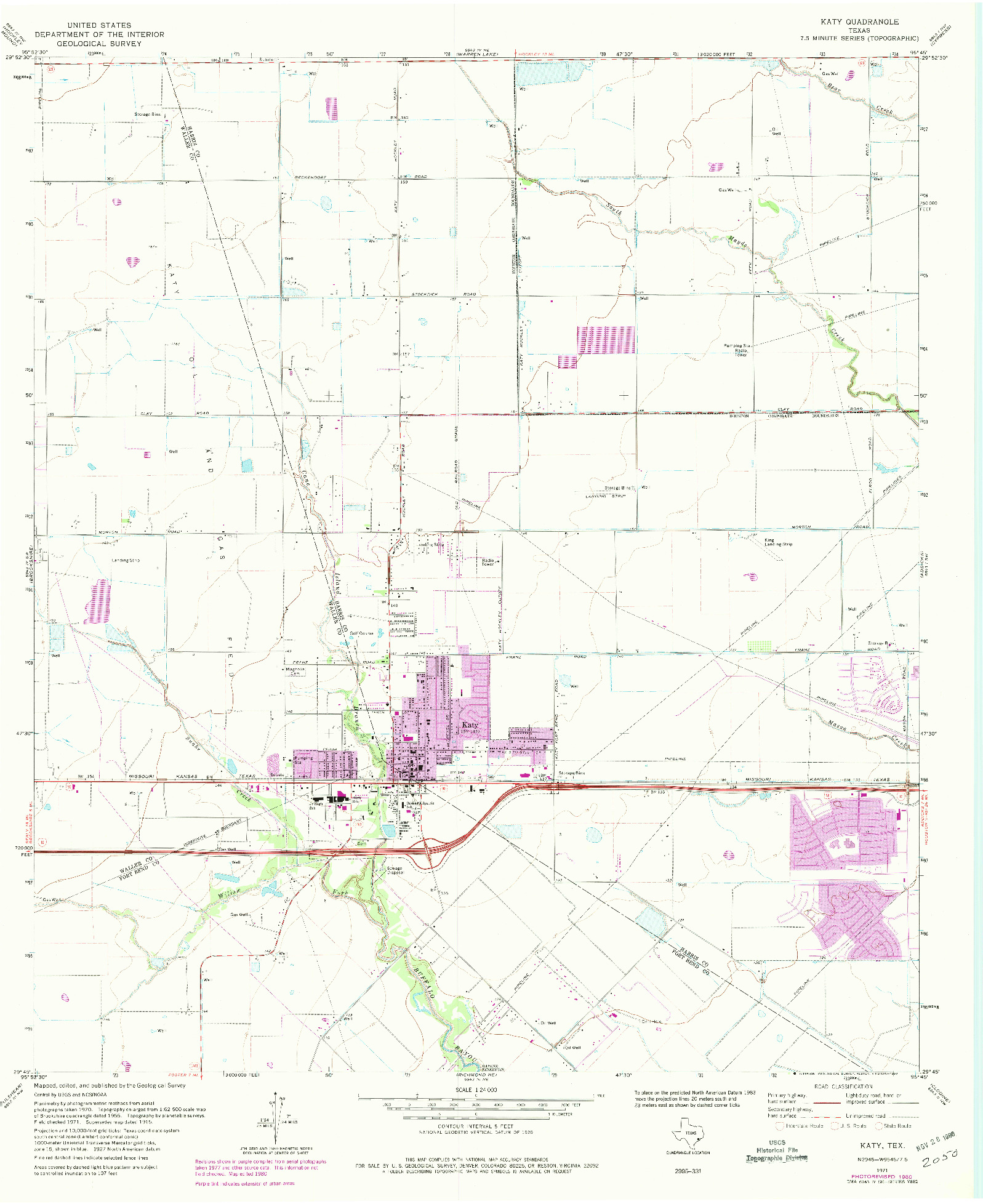 USGS 1:24000-SCALE QUADRANGLE FOR KATY, TX 1971