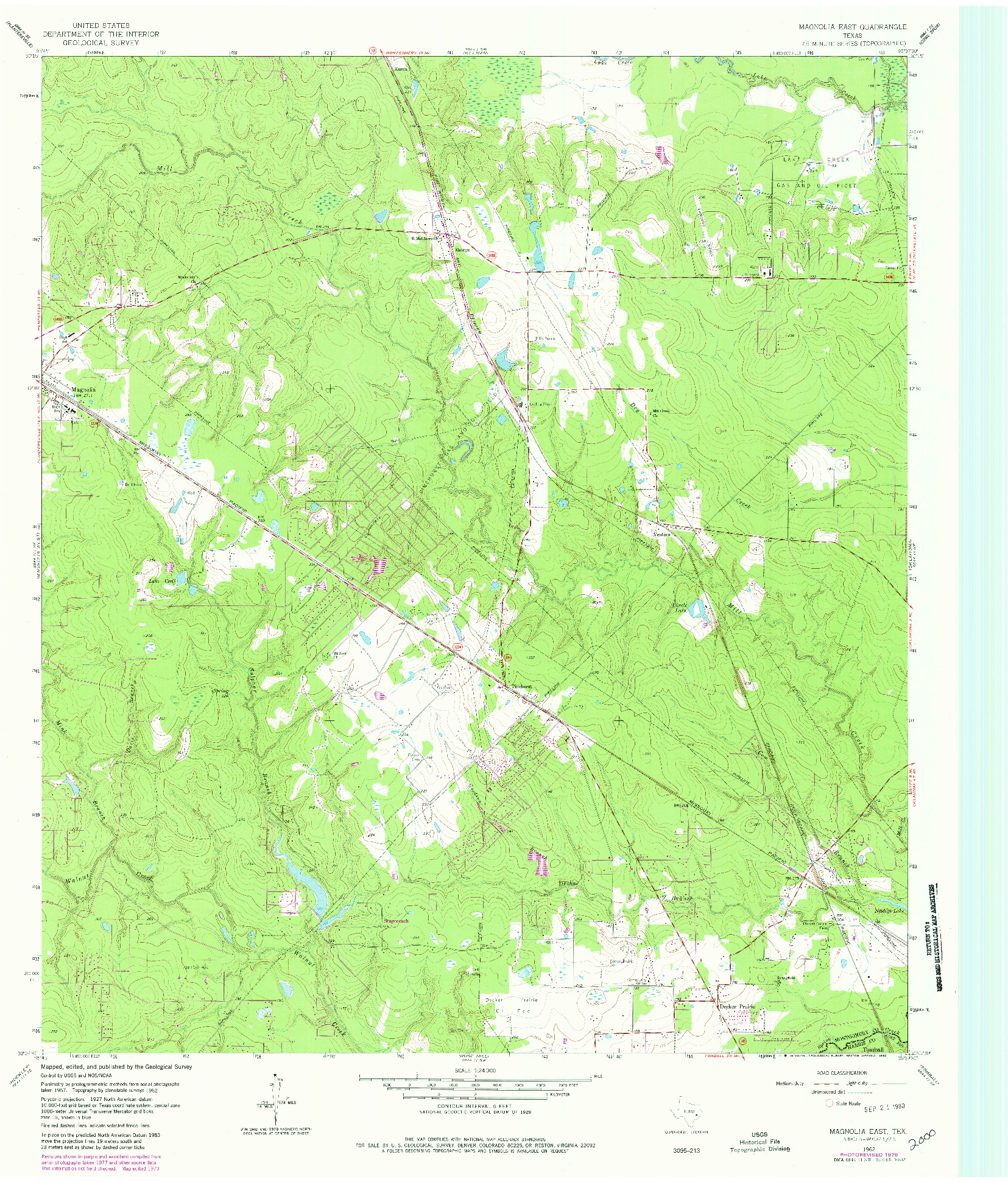 USGS 1:24000-SCALE QUADRANGLE FOR MAGNOLIA EAST, TX 1962