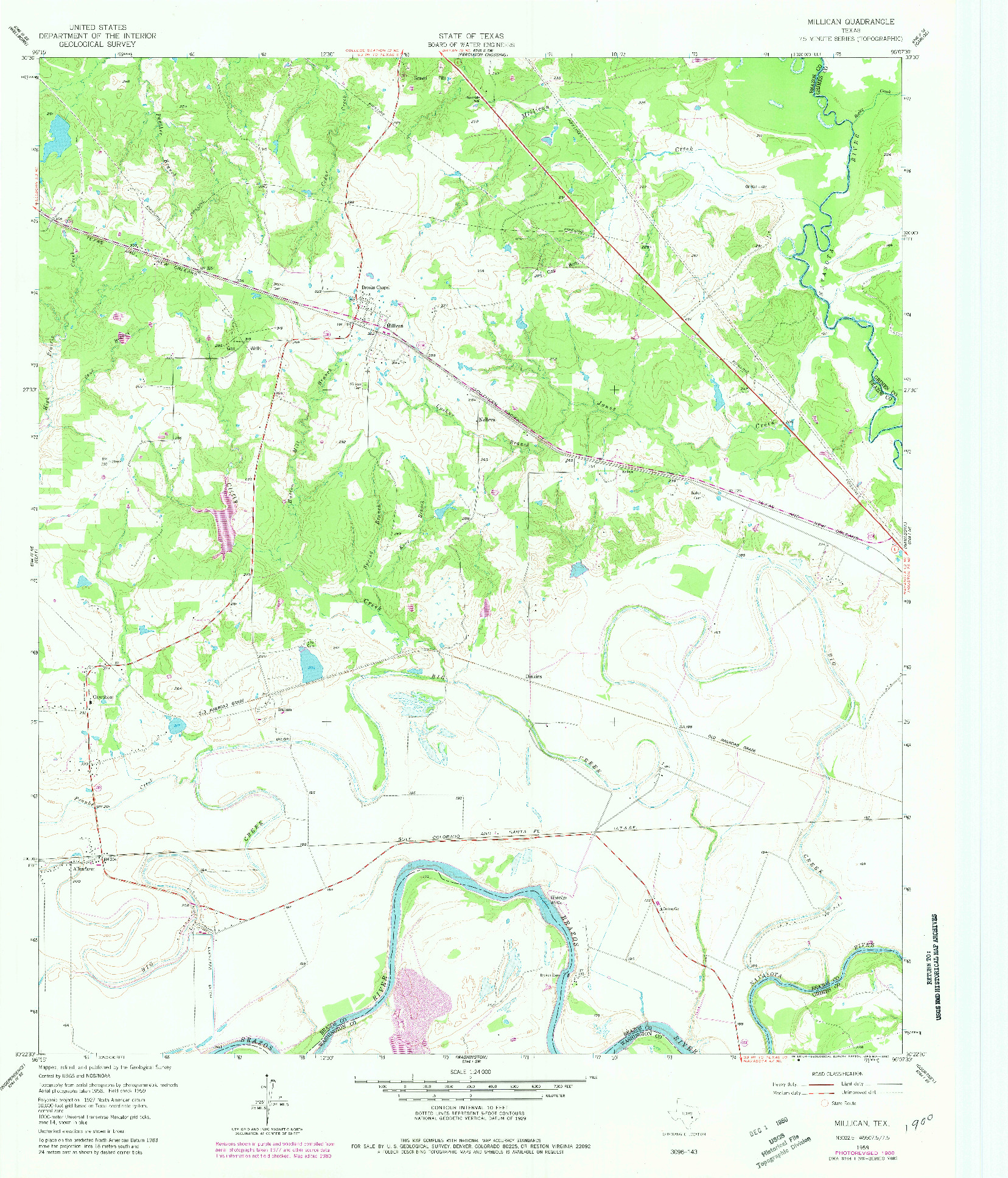 USGS 1:24000-SCALE QUADRANGLE FOR MILLICAN, TX 1959