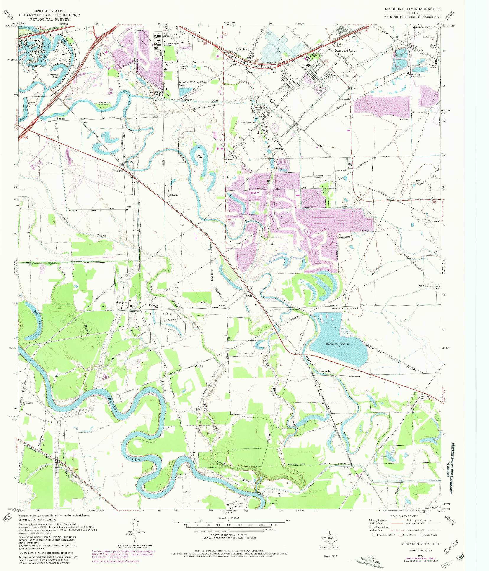 USGS 1:24000-SCALE QUADRANGLE FOR MISSOURI CITY, TX 1970