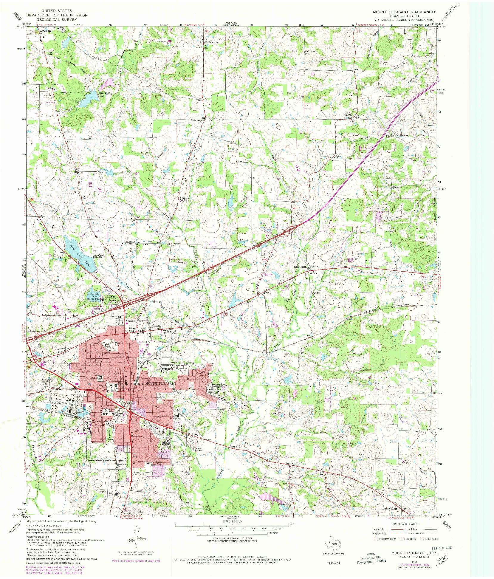 USGS 1:24000-SCALE QUADRANGLE FOR MOUNT PLEASANT, TX 1965