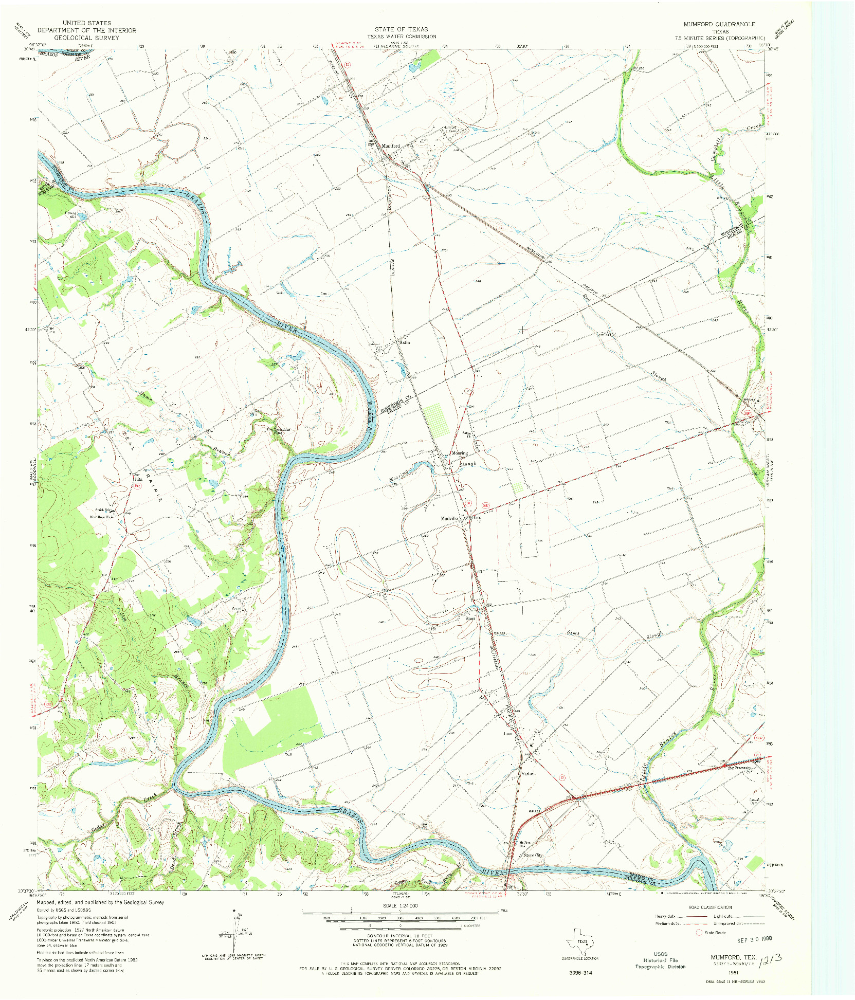 USGS 1:24000-SCALE QUADRANGLE FOR MUMFORD, TX 1961