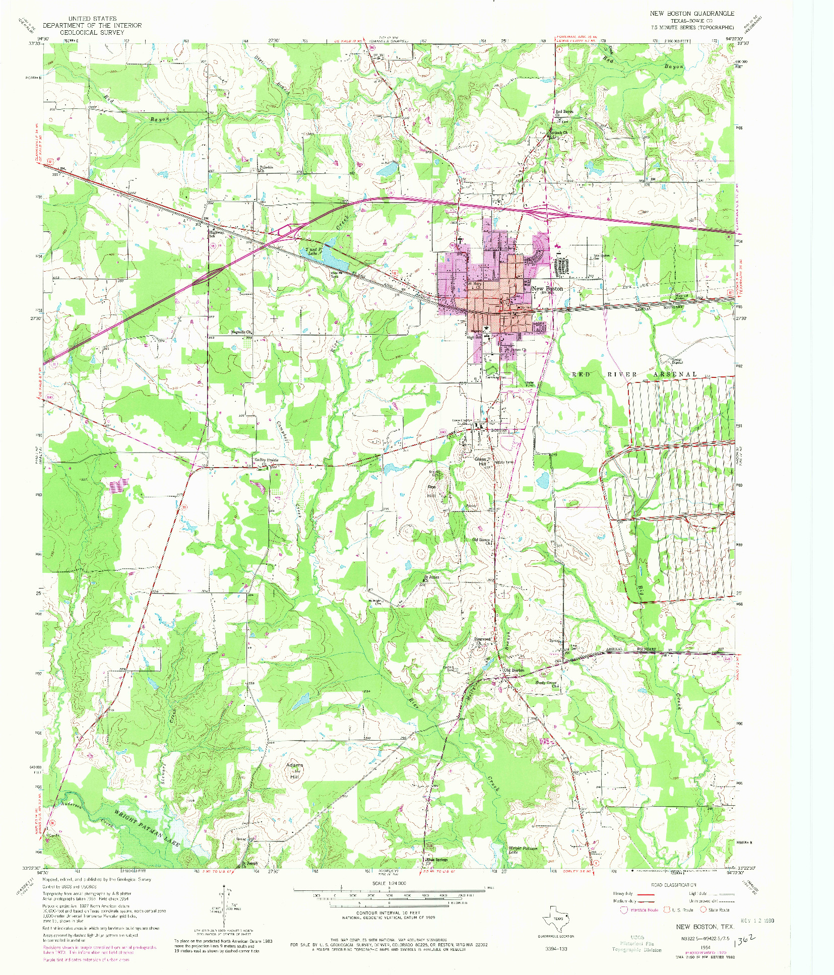 USGS 1:24000-SCALE QUADRANGLE FOR NEW BOSTON, TX 1954