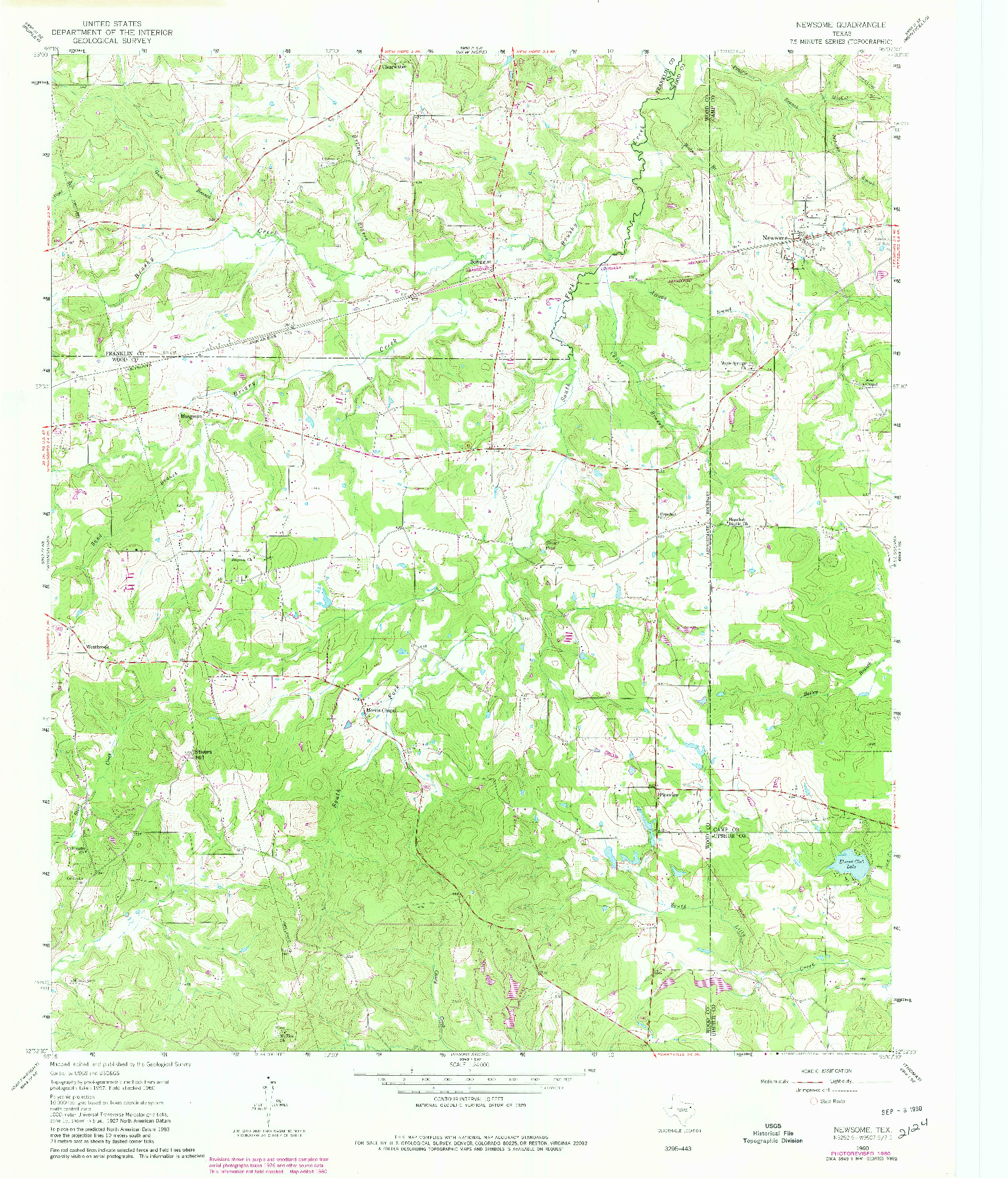 USGS 1:24000-SCALE QUADRANGLE FOR NEWSOME, TX 1960