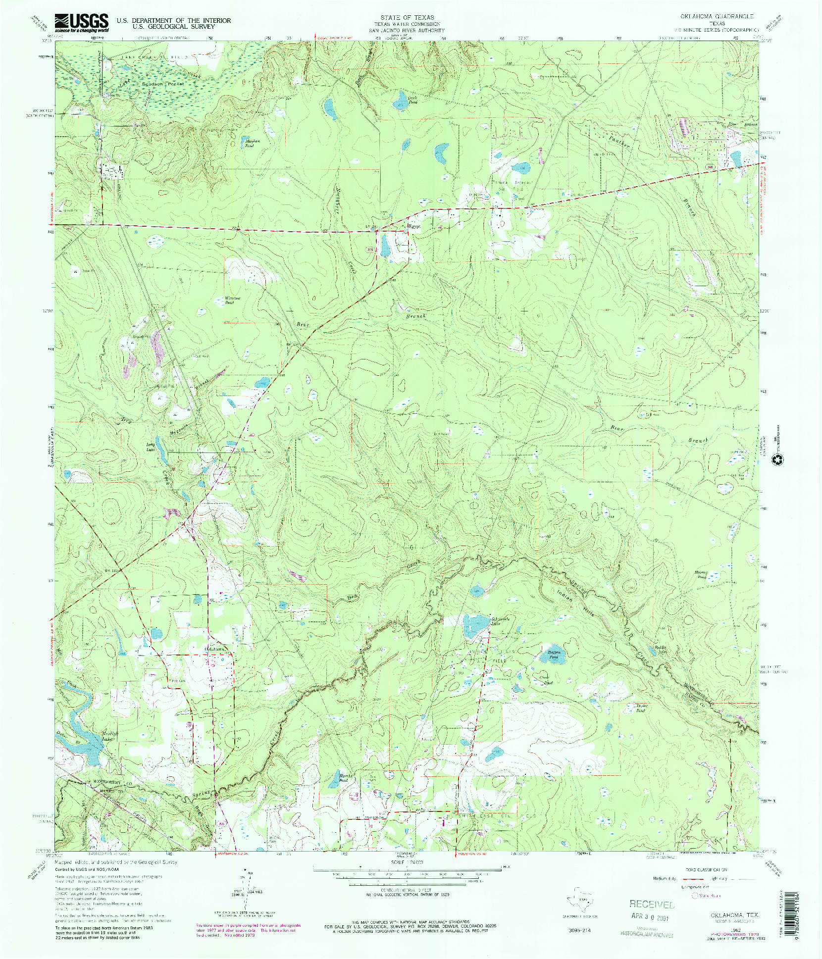 USGS 1:24000-SCALE QUADRANGLE FOR OKLAHOMA, TX 1962