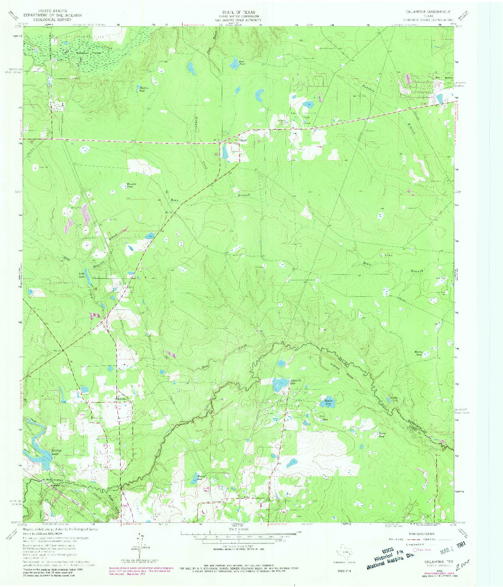 USGS 1:24000-SCALE QUADRANGLE FOR OKLAHOMA, TX 1962