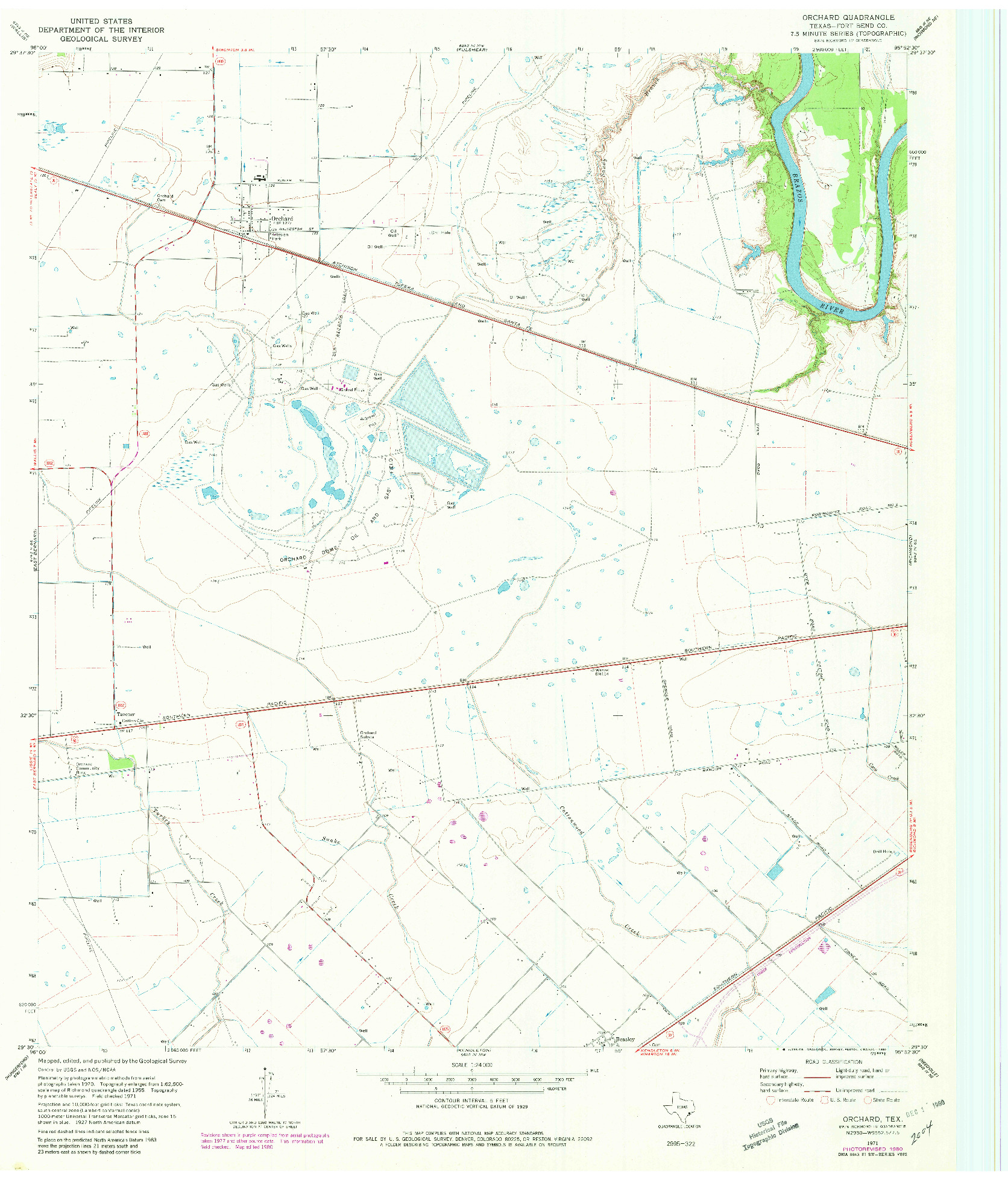 USGS 1:24000-SCALE QUADRANGLE FOR ORCHARD, TX 1971