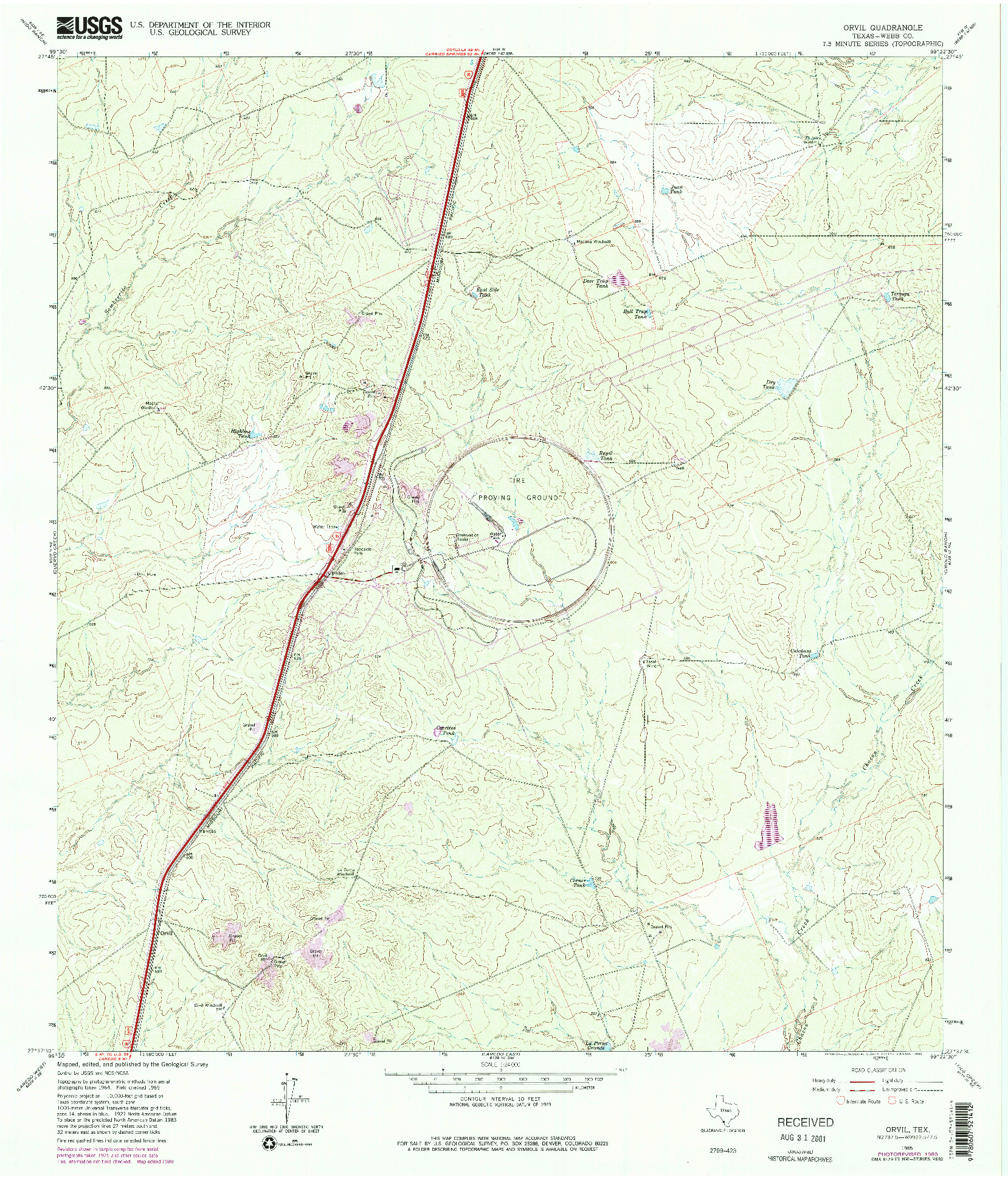 USGS 1:24000-SCALE QUADRANGLE FOR ORVIL, TX 1965