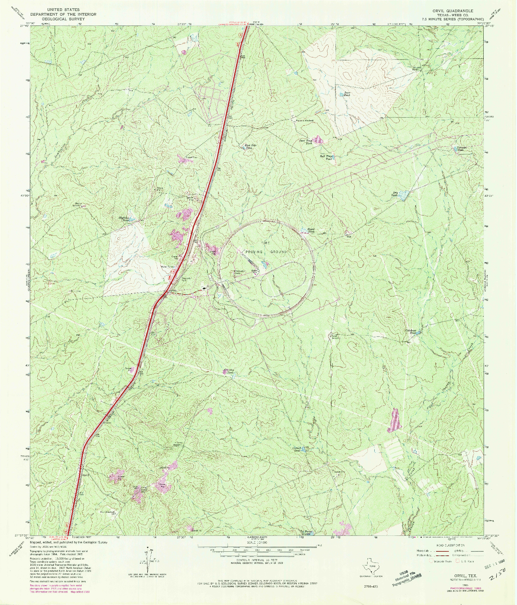 USGS 1:24000-SCALE QUADRANGLE FOR ORVIL, TX 1965