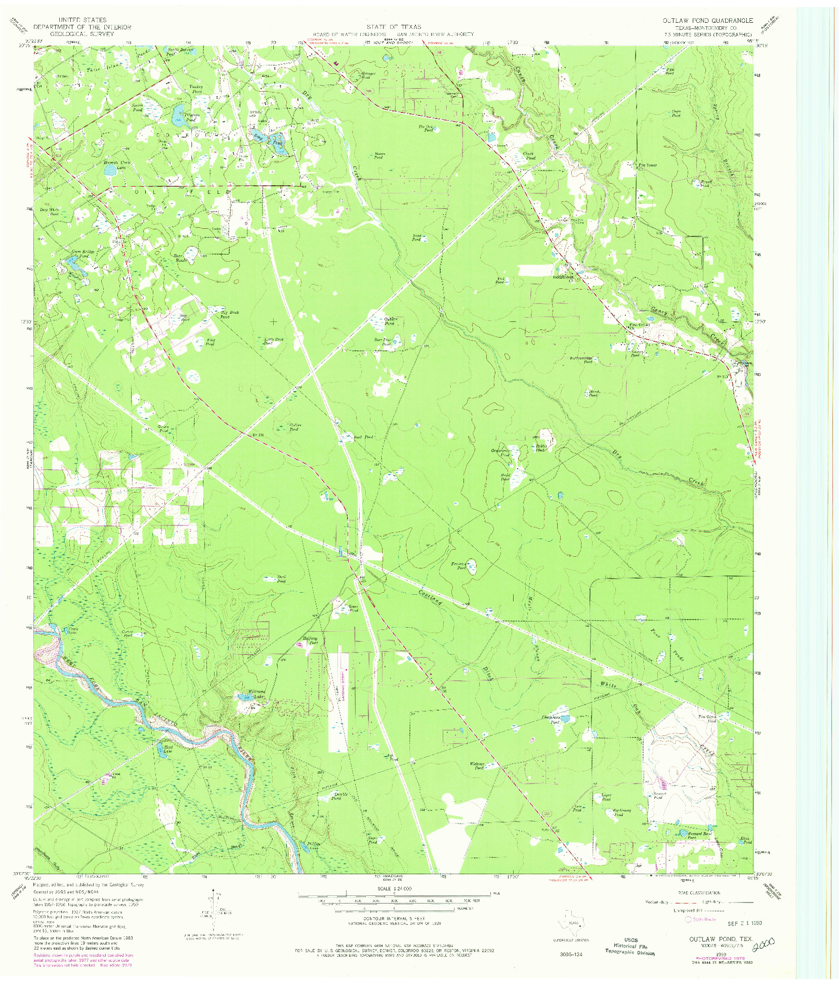 USGS 1:24000-SCALE QUADRANGLE FOR OUTLAW POND, TX 1959