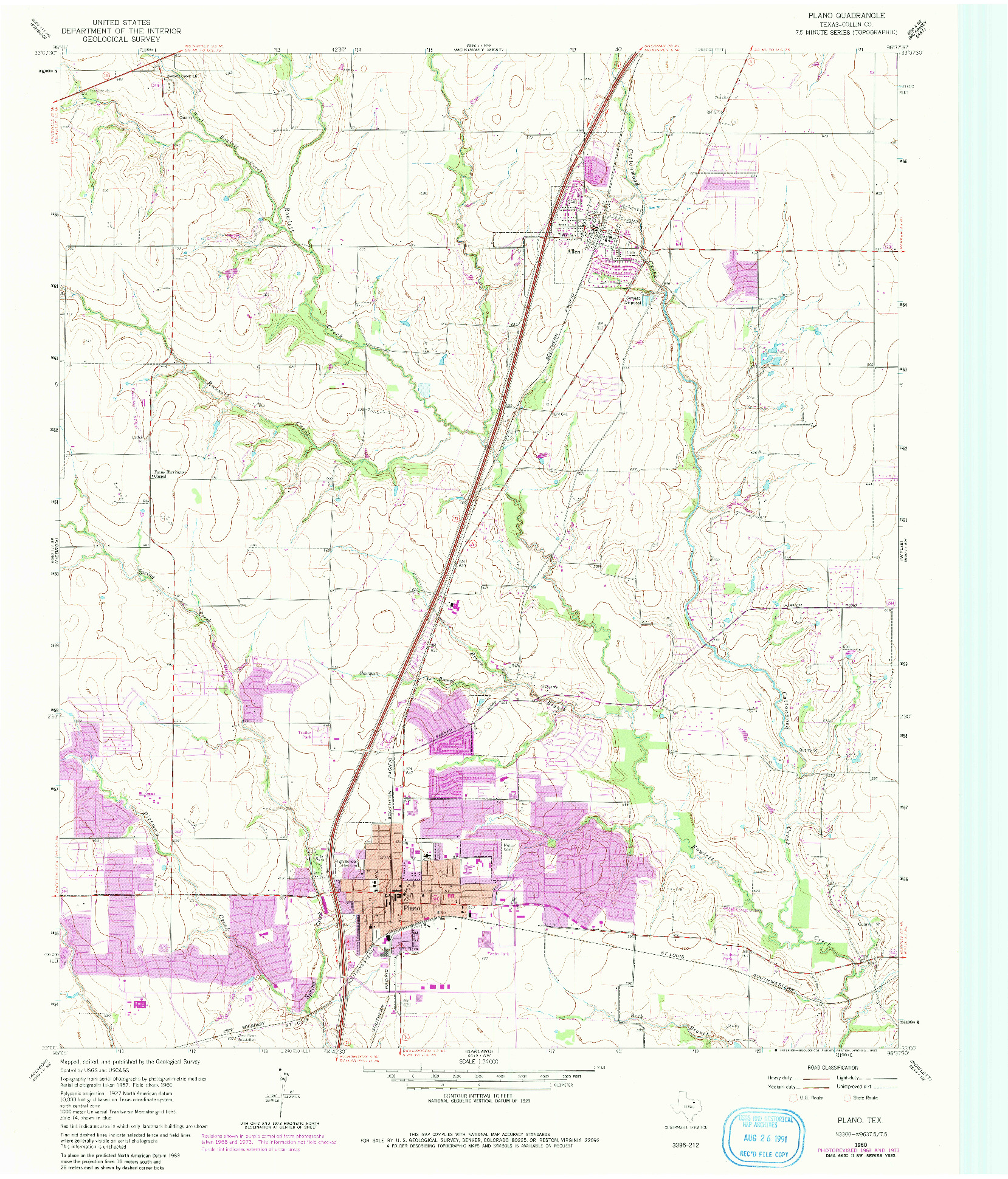 USGS 1:24000-SCALE QUADRANGLE FOR PLANO, TX 1960