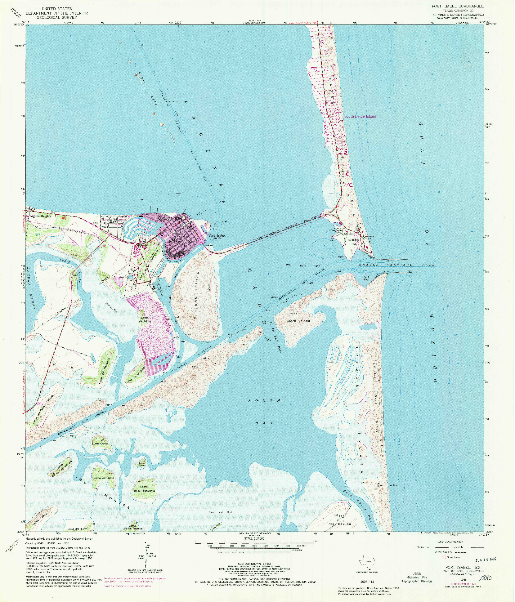 USGS 1:24000-SCALE QUADRANGLE FOR PORT ISABEL, TX 1955