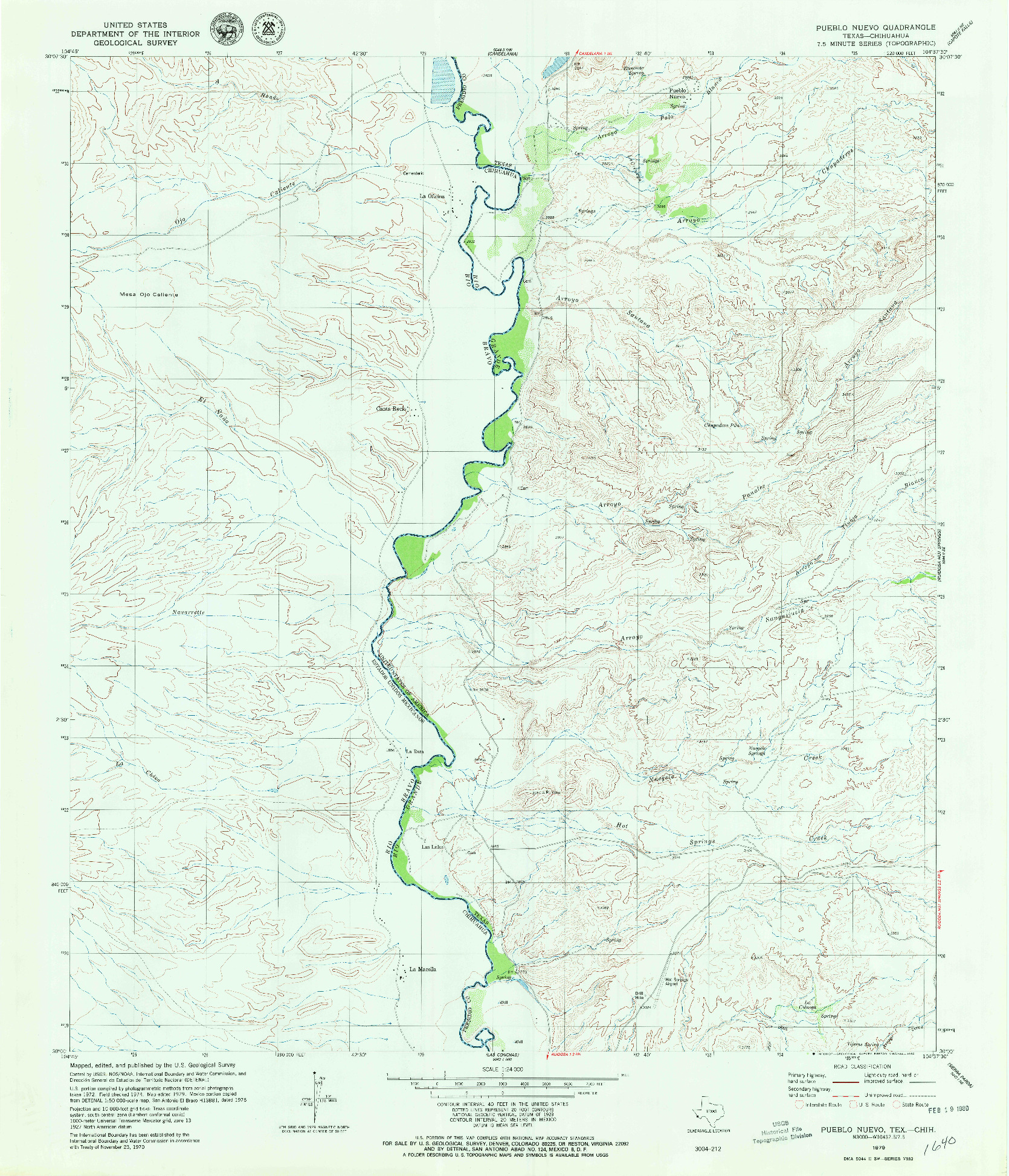 USGS 1:24000-SCALE QUADRANGLE FOR PUEBLO NUEVO, TX 1979