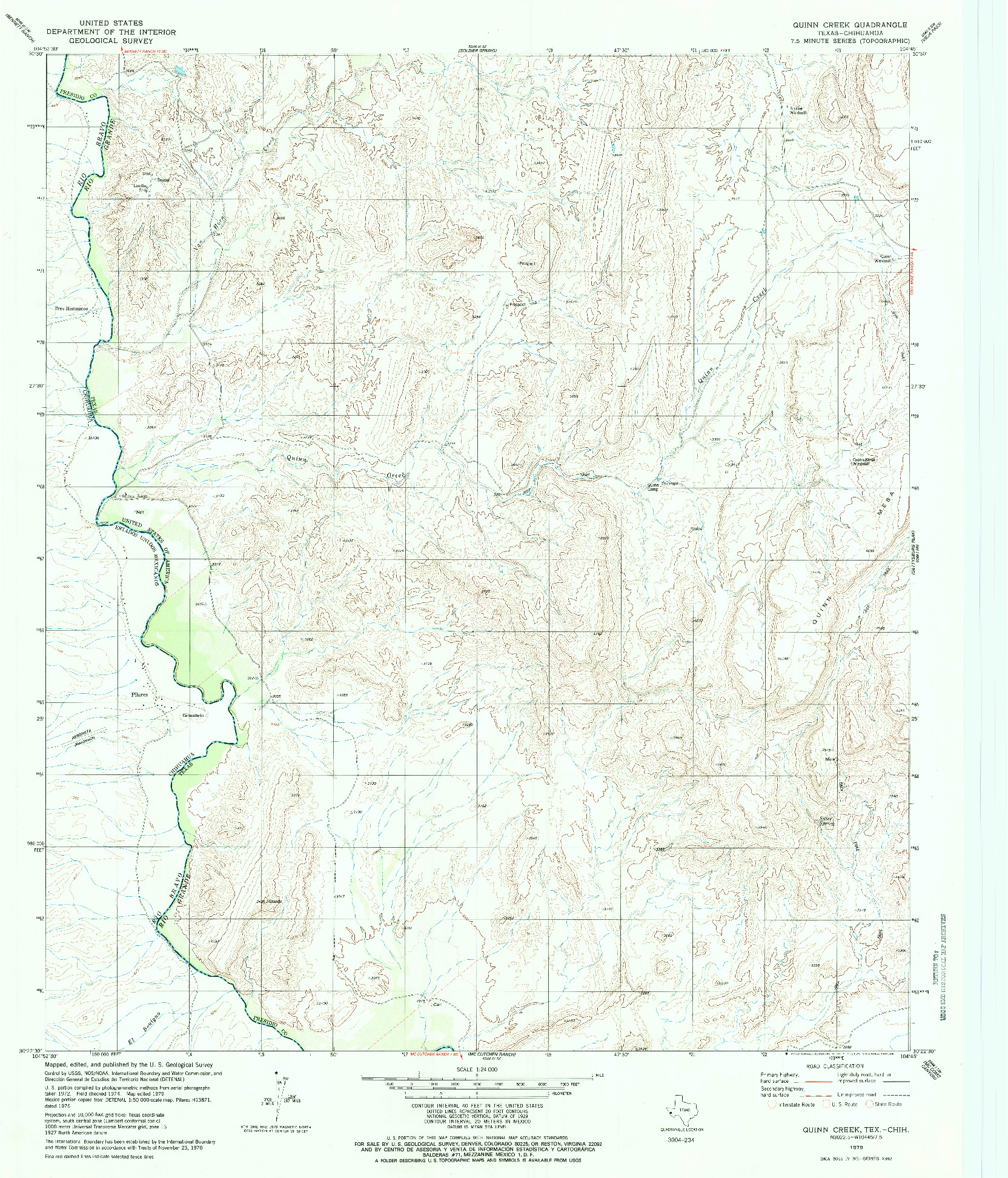 USGS 1:24000-SCALE QUADRANGLE FOR QUINN CREEK, TX 1979