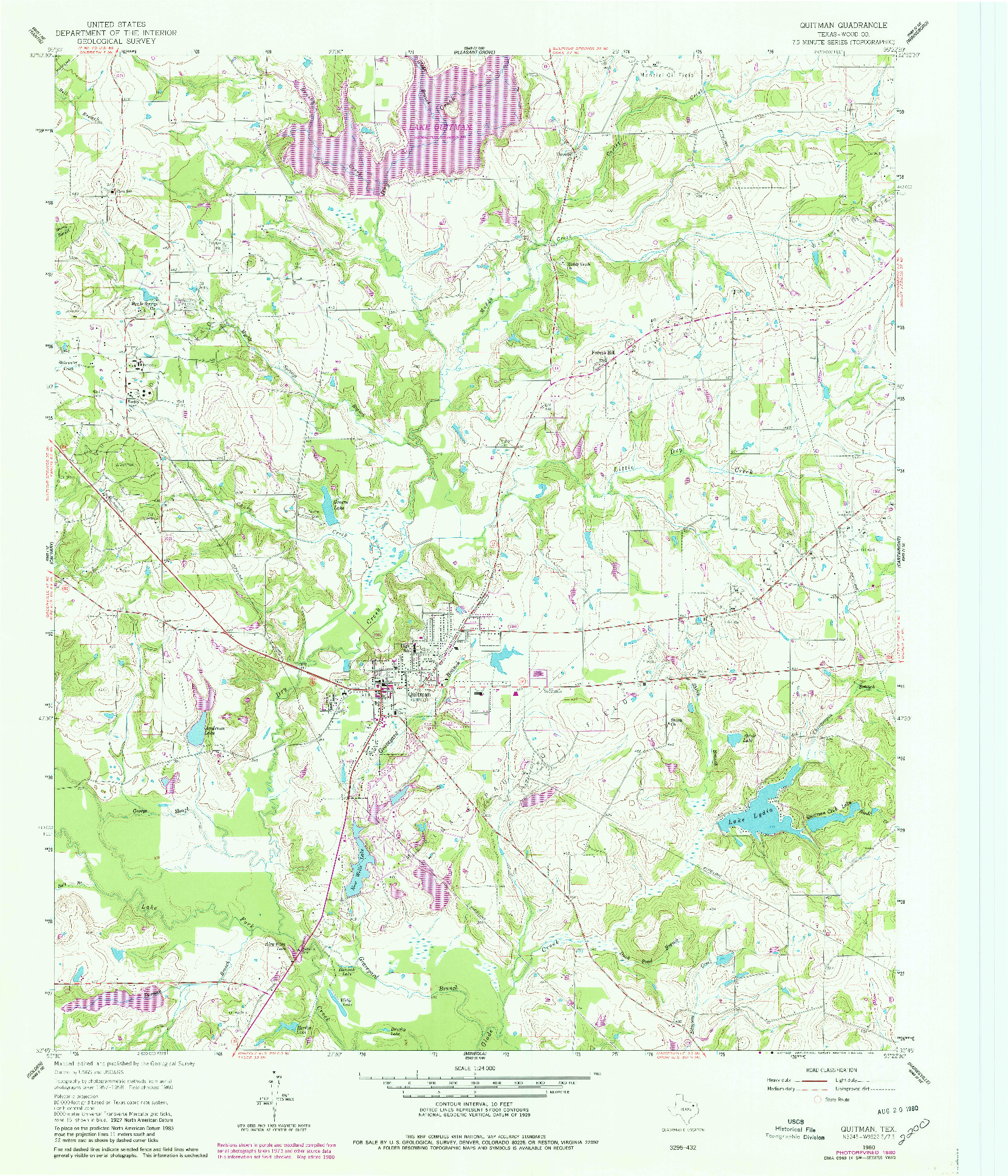 USGS 1:24000-SCALE QUADRANGLE FOR QUITMAN, TX 1960