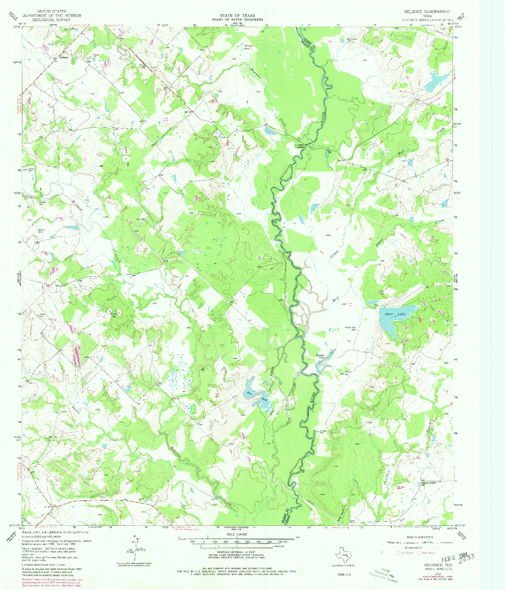 USGS 1:24000-SCALE QUADRANGLE FOR RELIANCE, TX 1959
